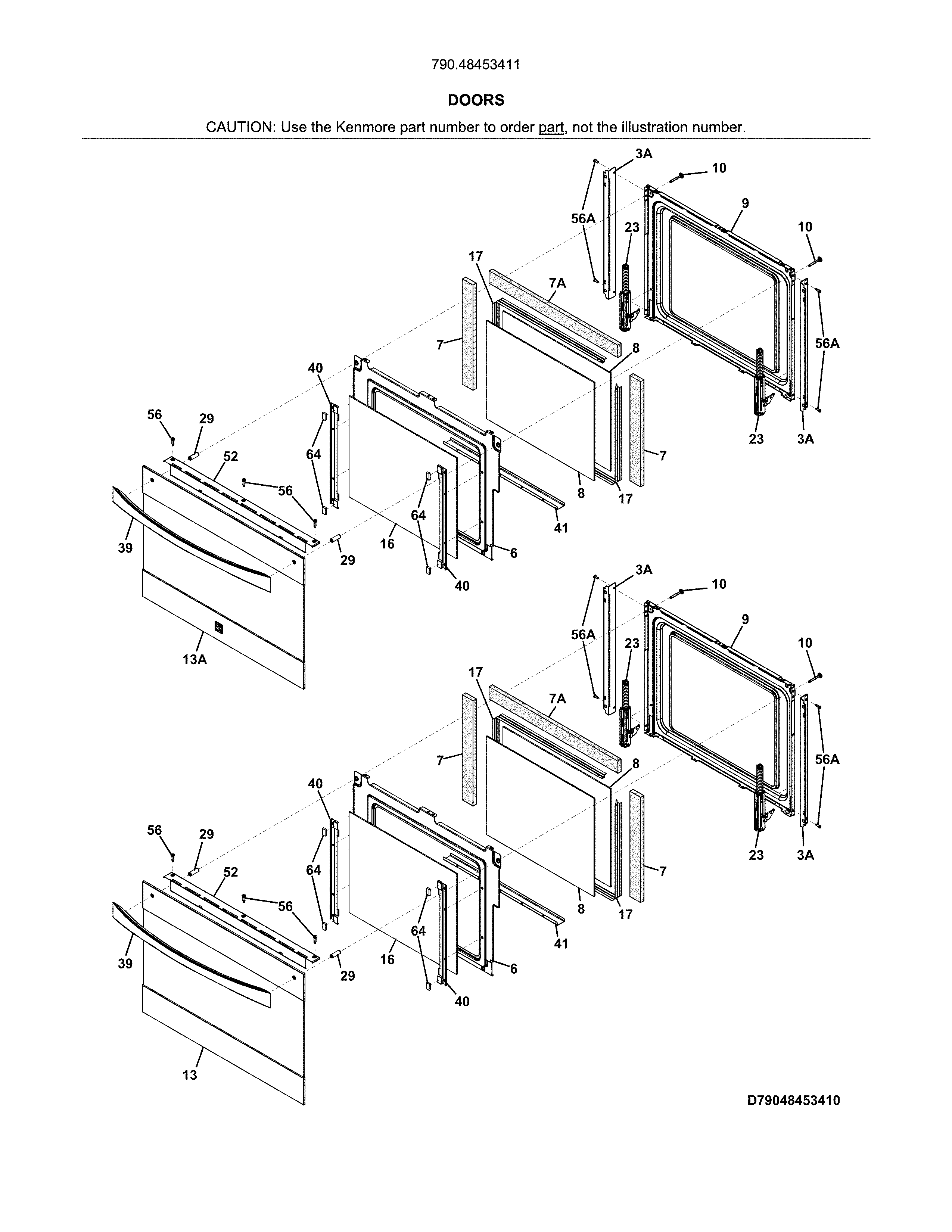 Kenmore Elite 79048453411 doors diagram