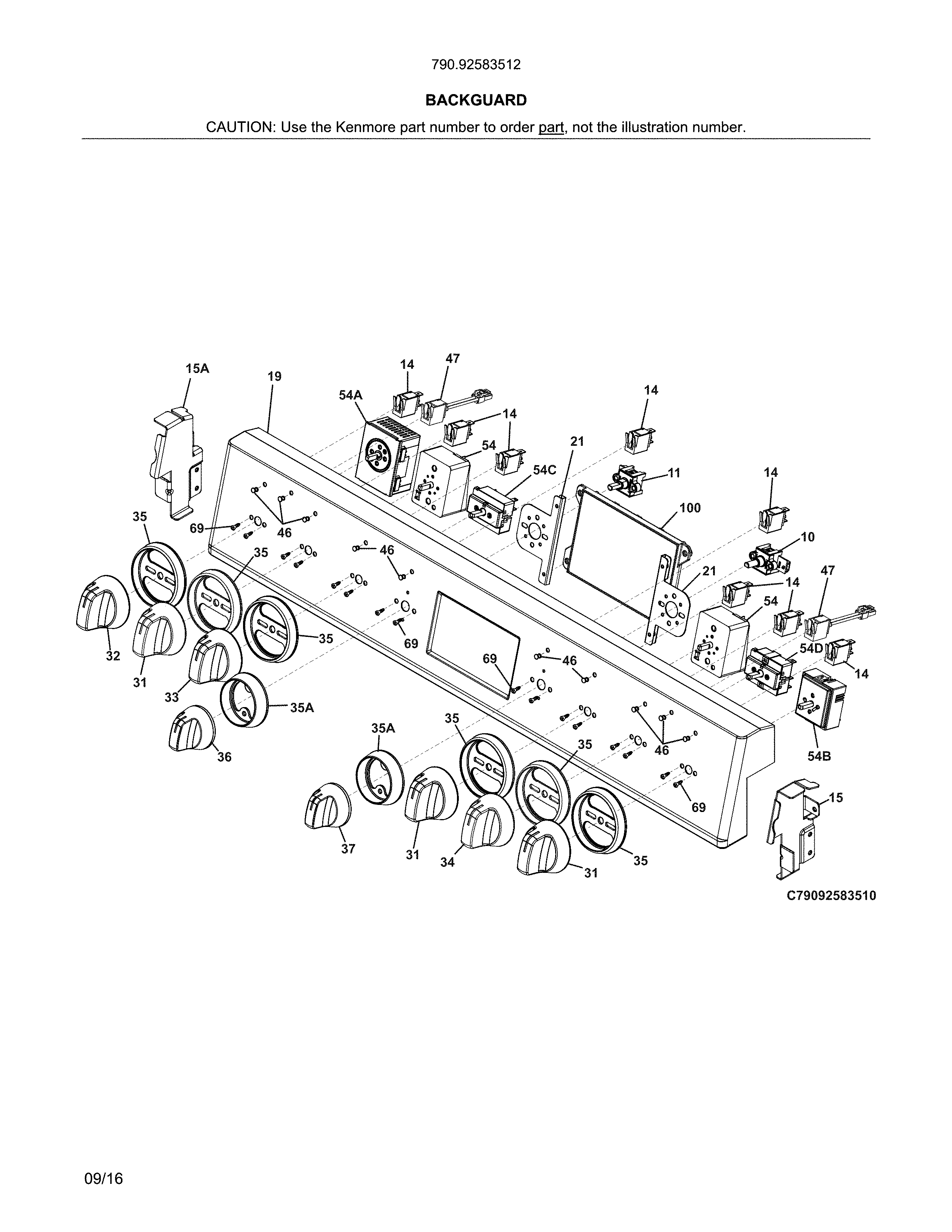 Kenmore Pro 79092583512 backguard diagram