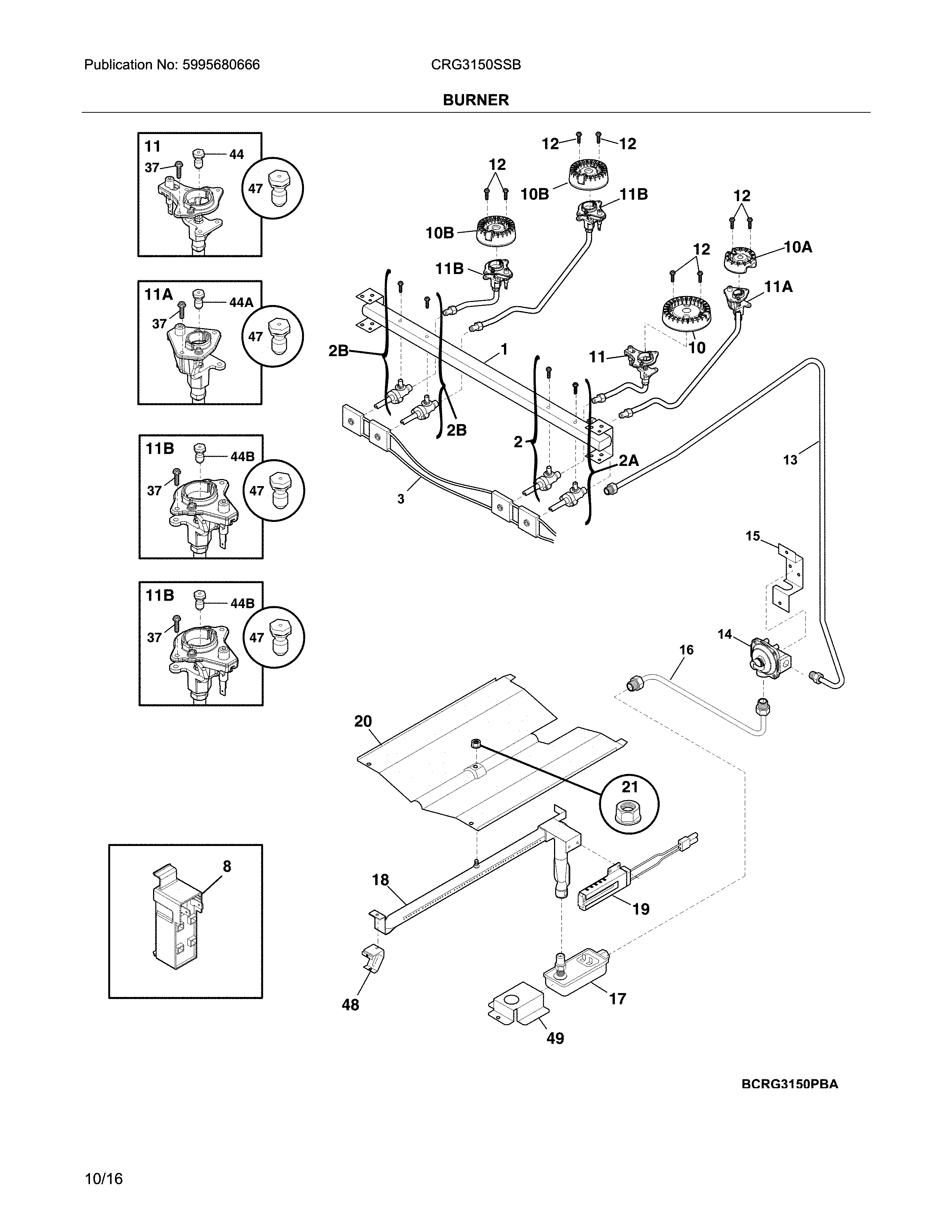 Crosley CRG3150SSB burner diagram