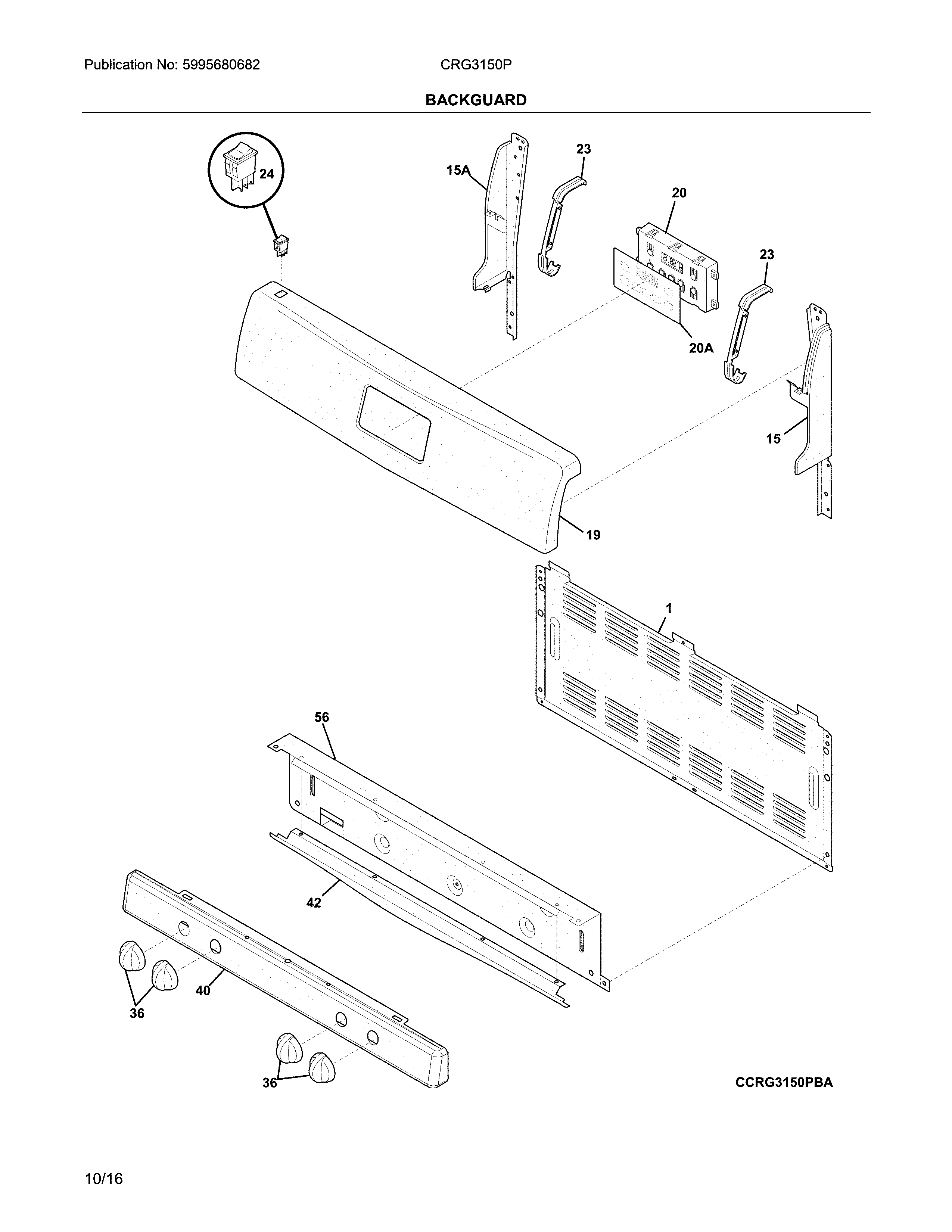 Crosley CRG3150PWD backguard diagram