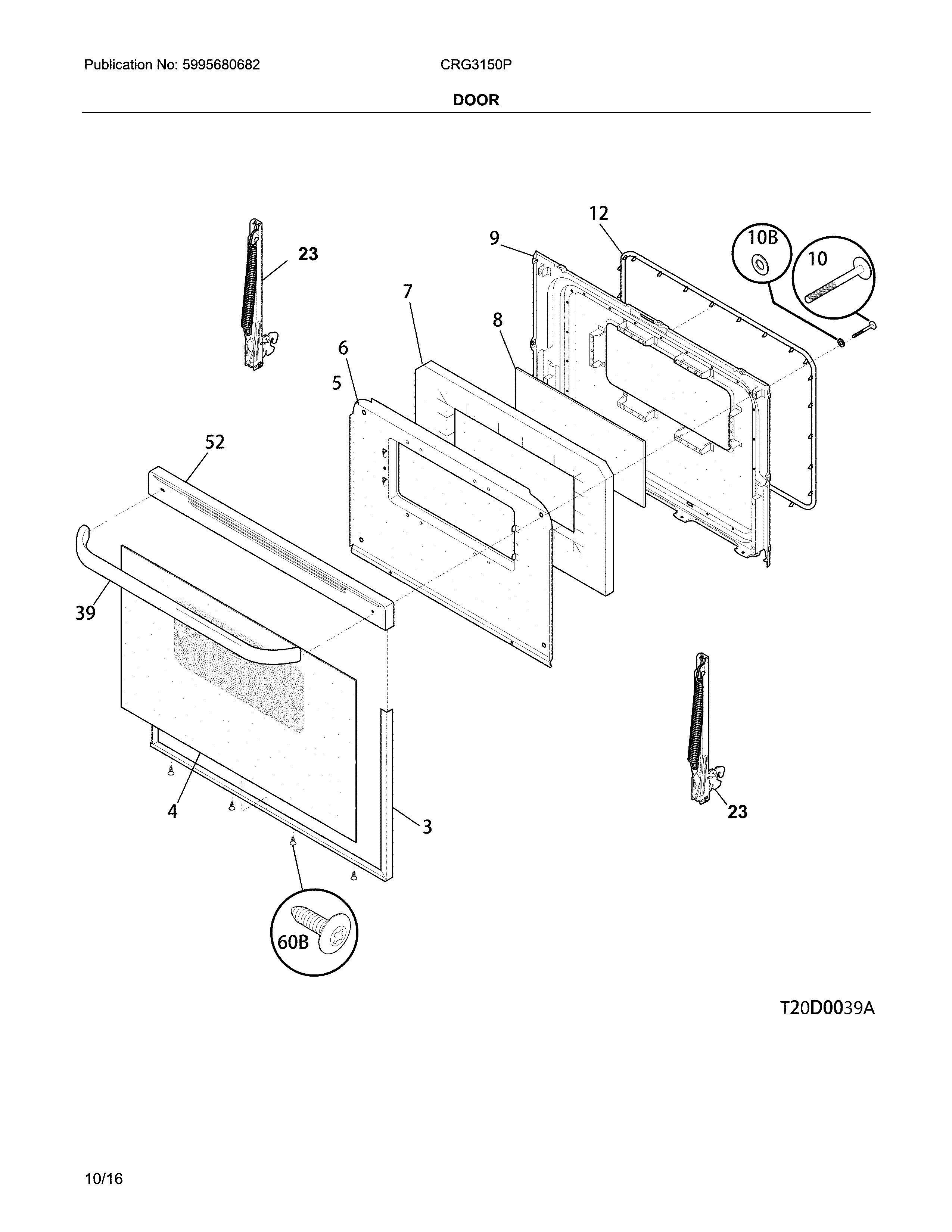 Crosley CRG3150PWD door diagram