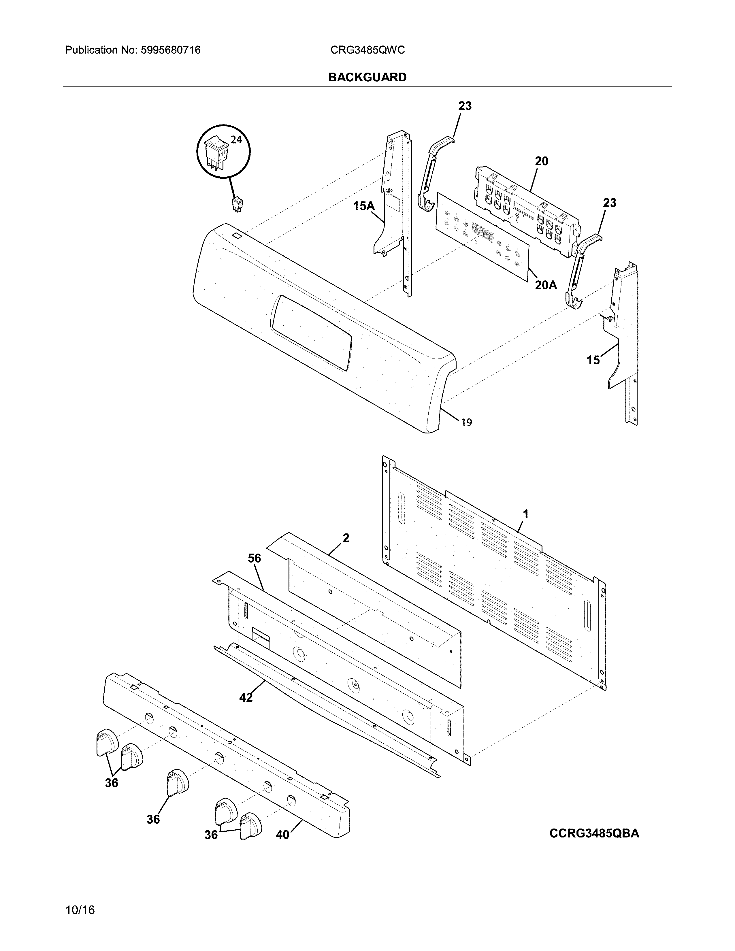 Crosley CRG3485QWC backguard diagram