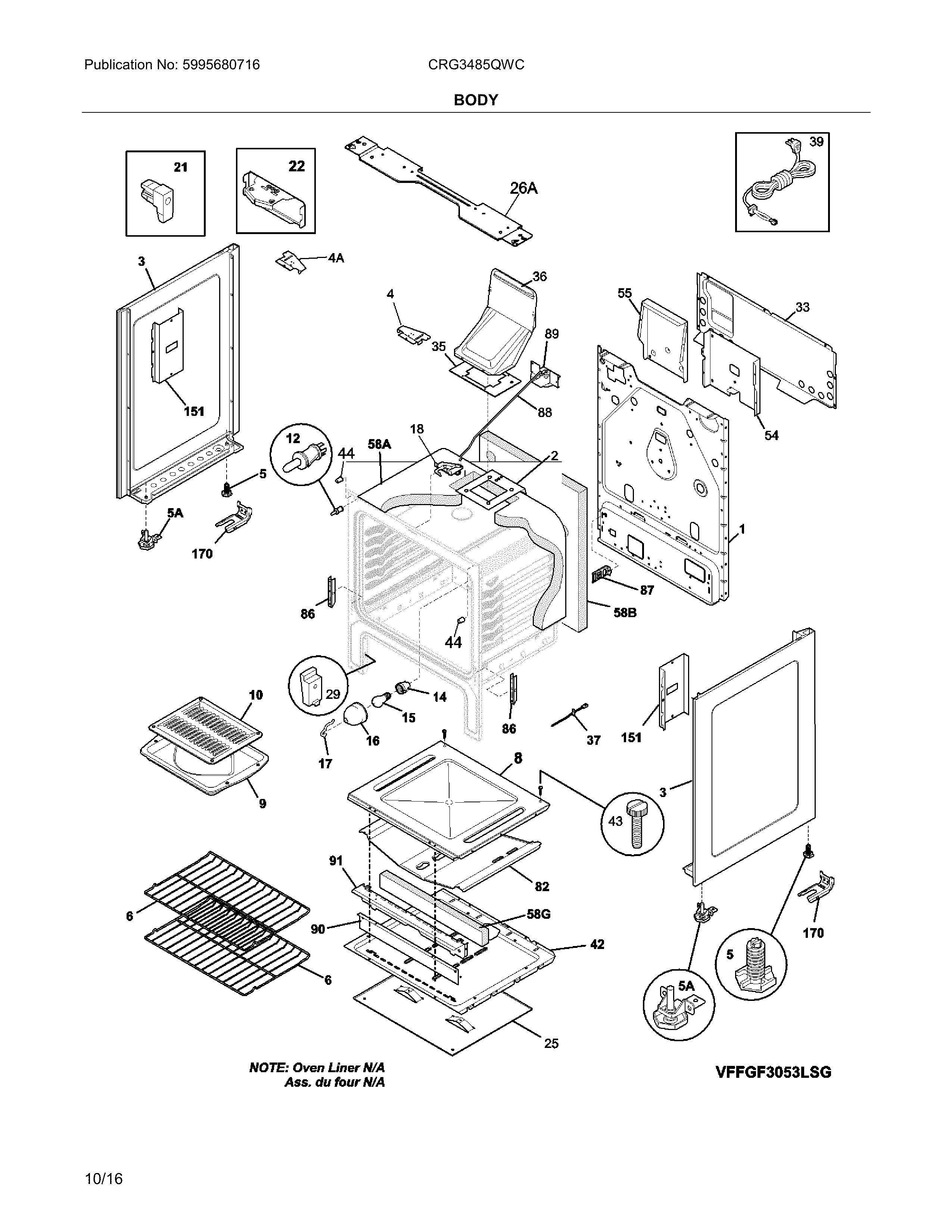 Crosley CRG3485QWC body diagram
