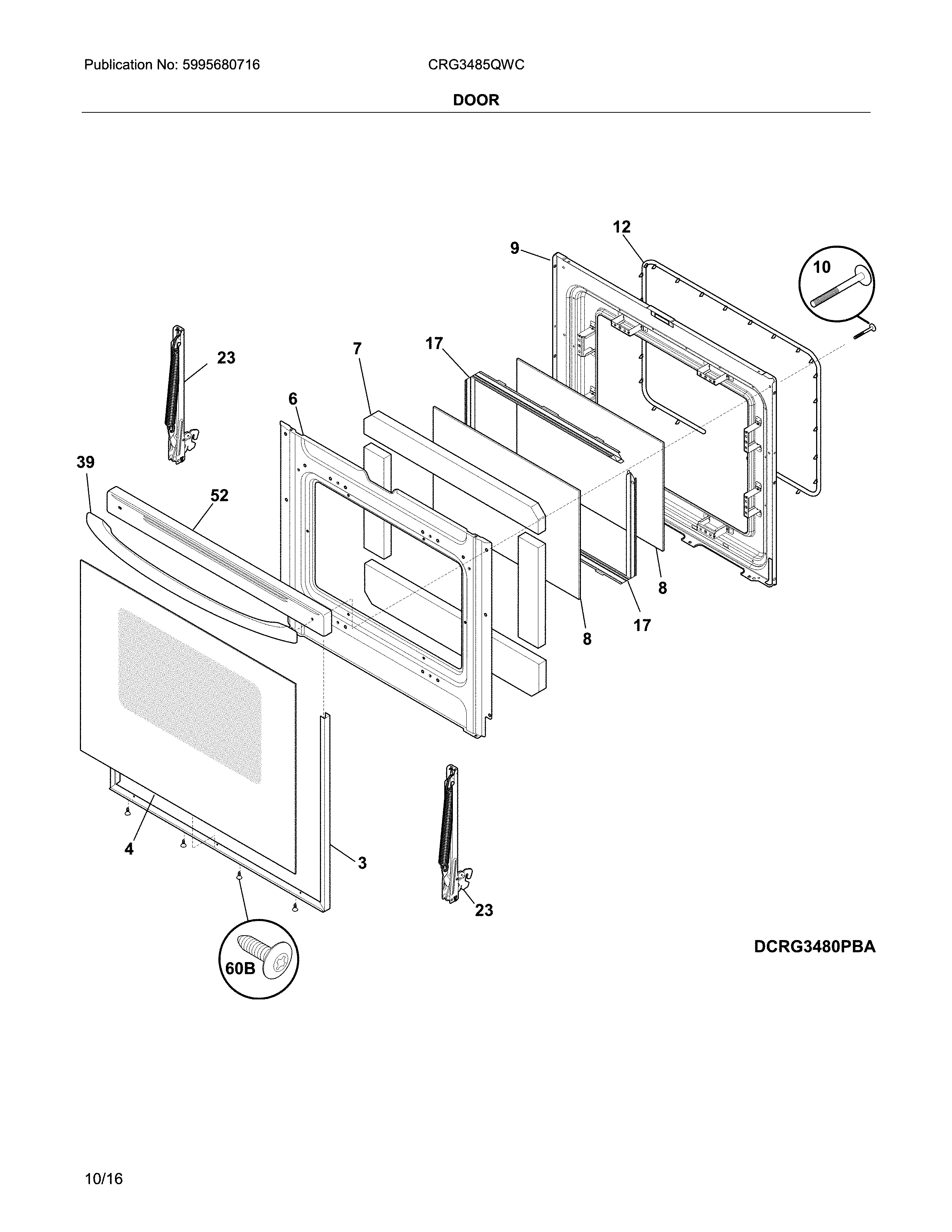 Crosley CRG3485QWC door diagram