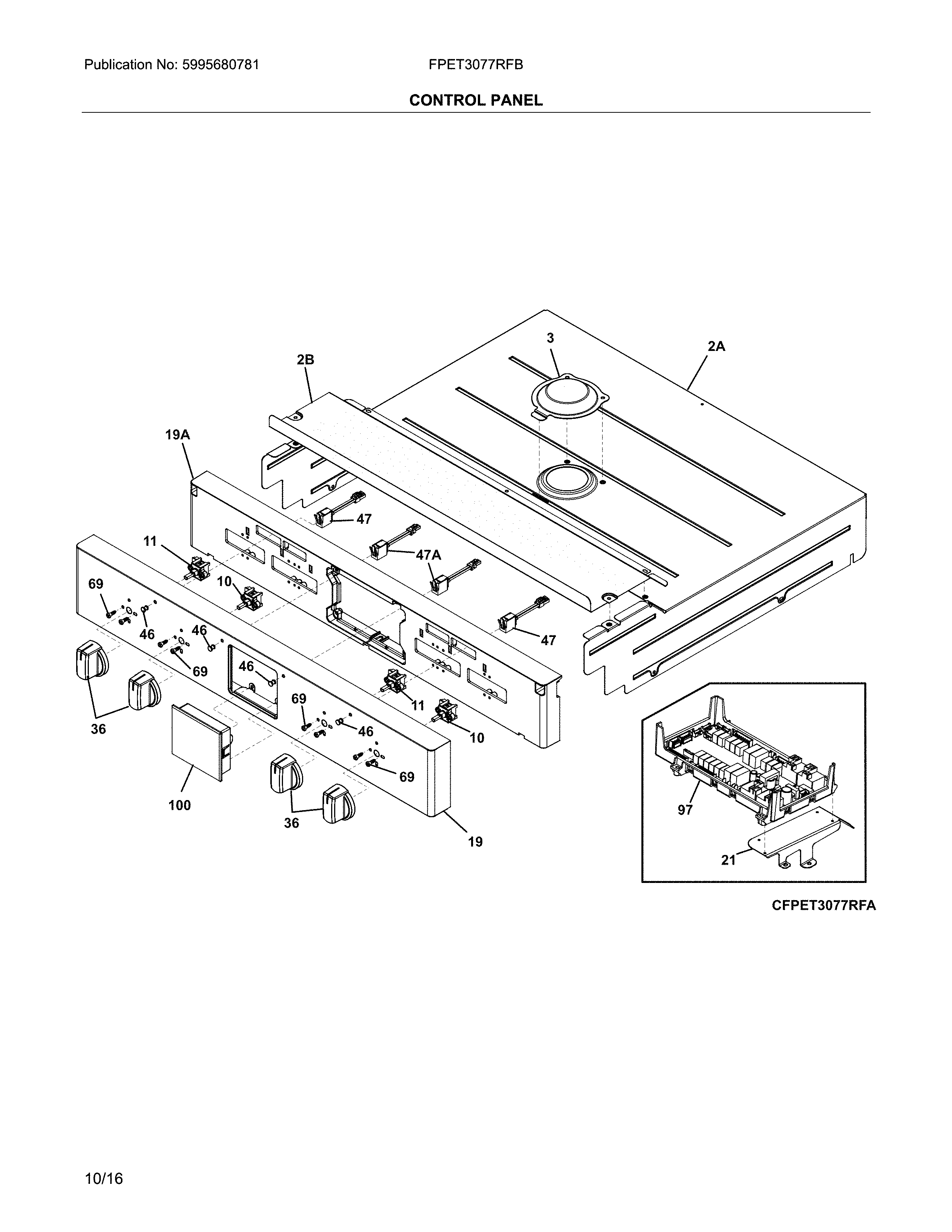 Frigidaire FPET3077RFB control panel diagram