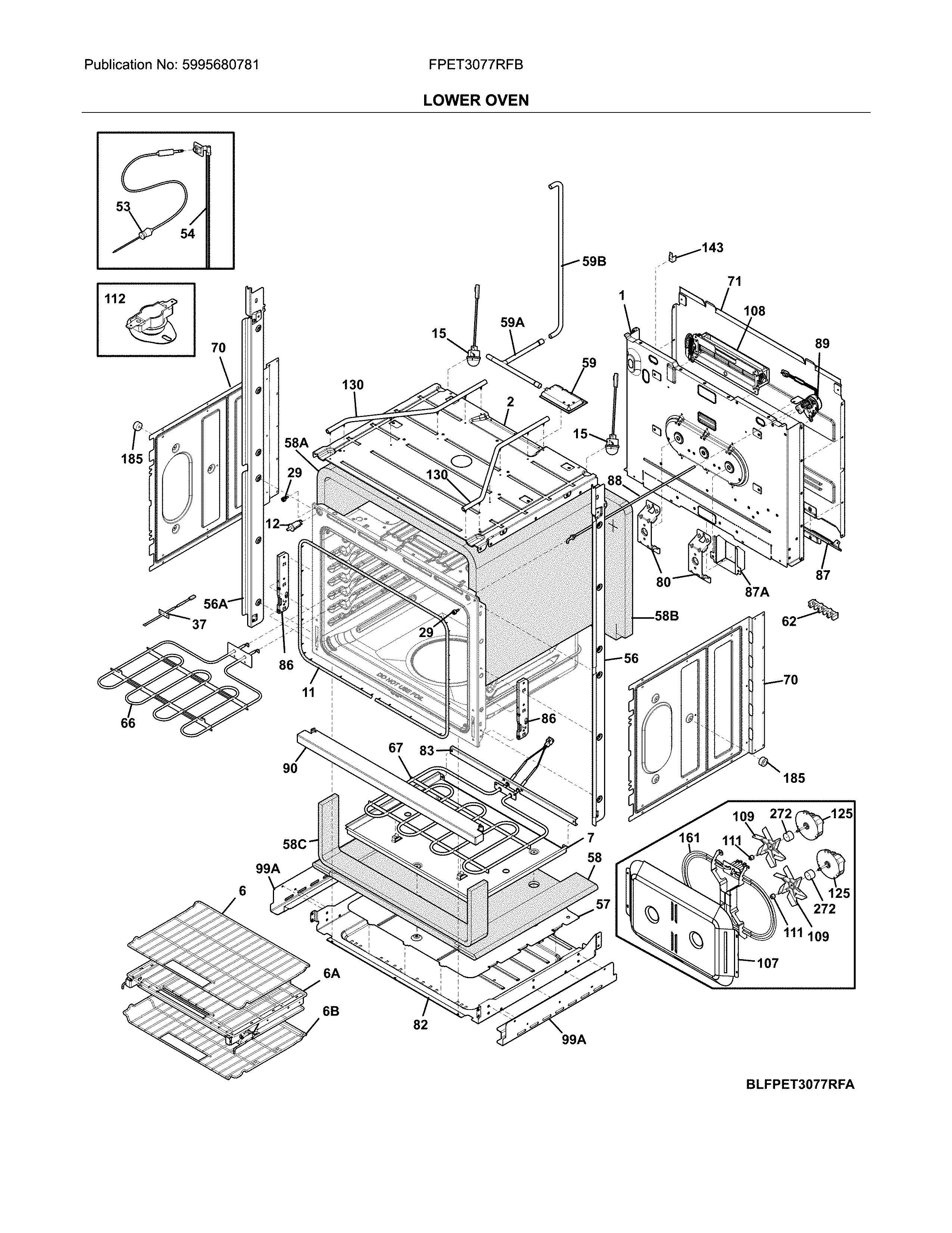 Frigidaire FPET3077RFB lower oven diagram