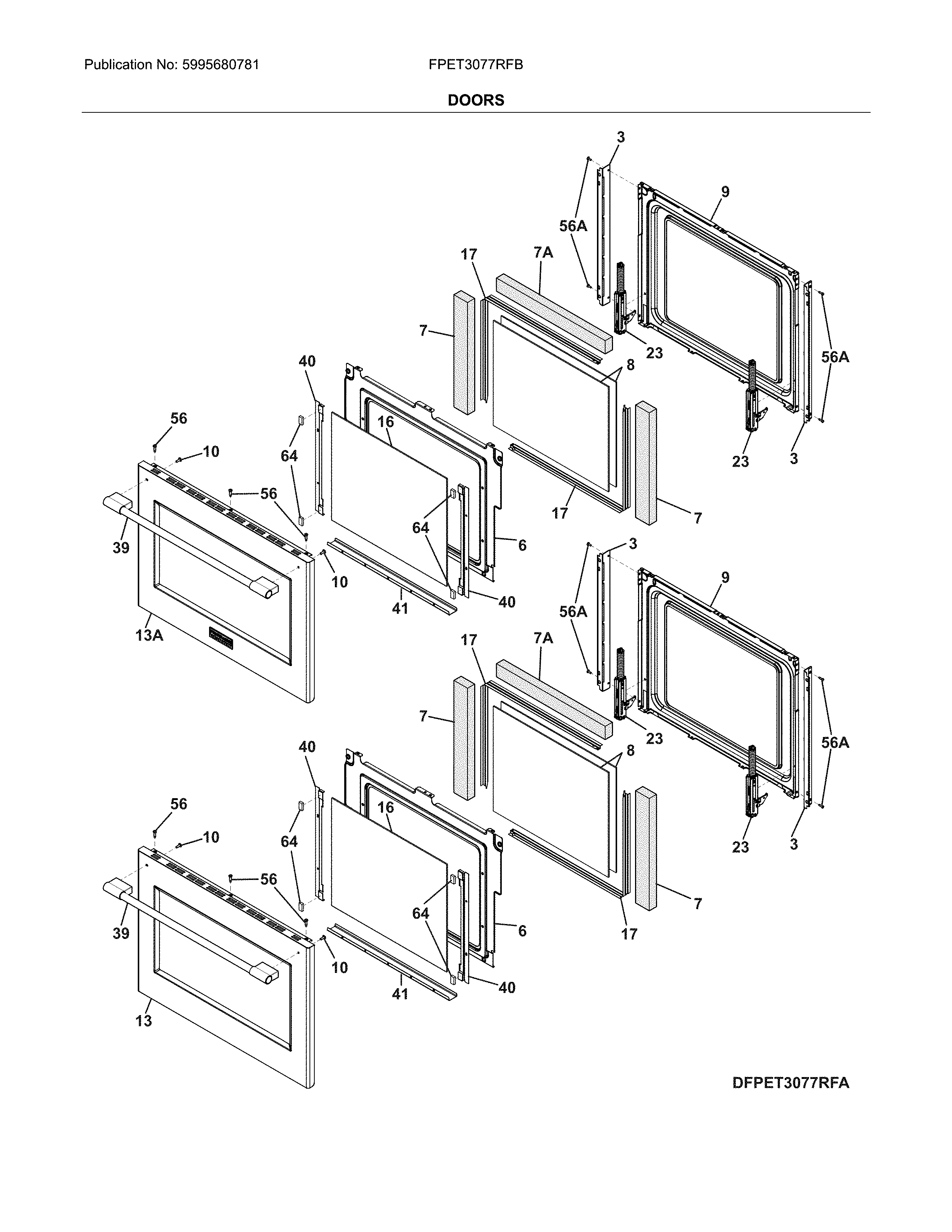 Frigidaire FPET3077RFB doors diagram