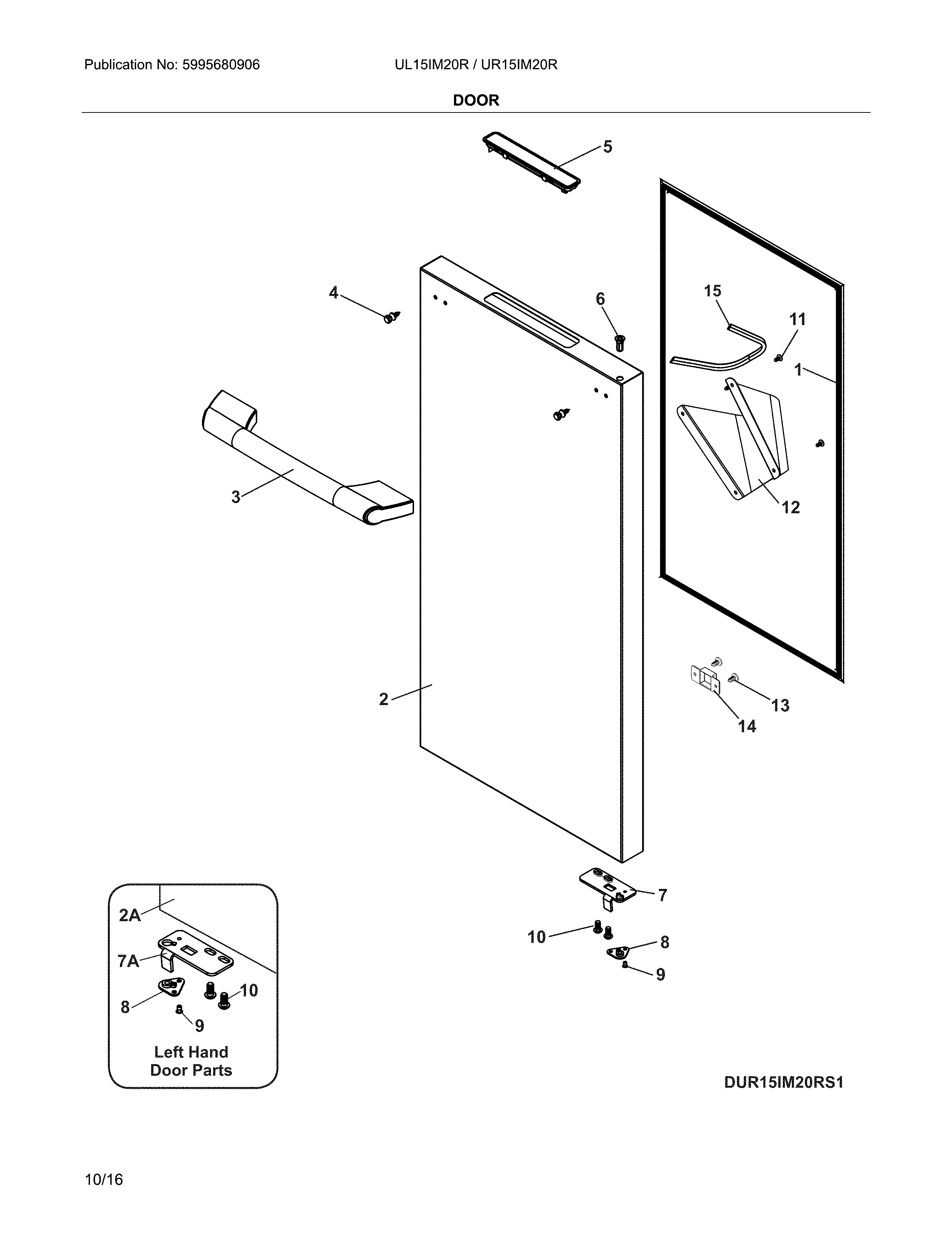 Electrolux UL15IM20RS1 door diagram