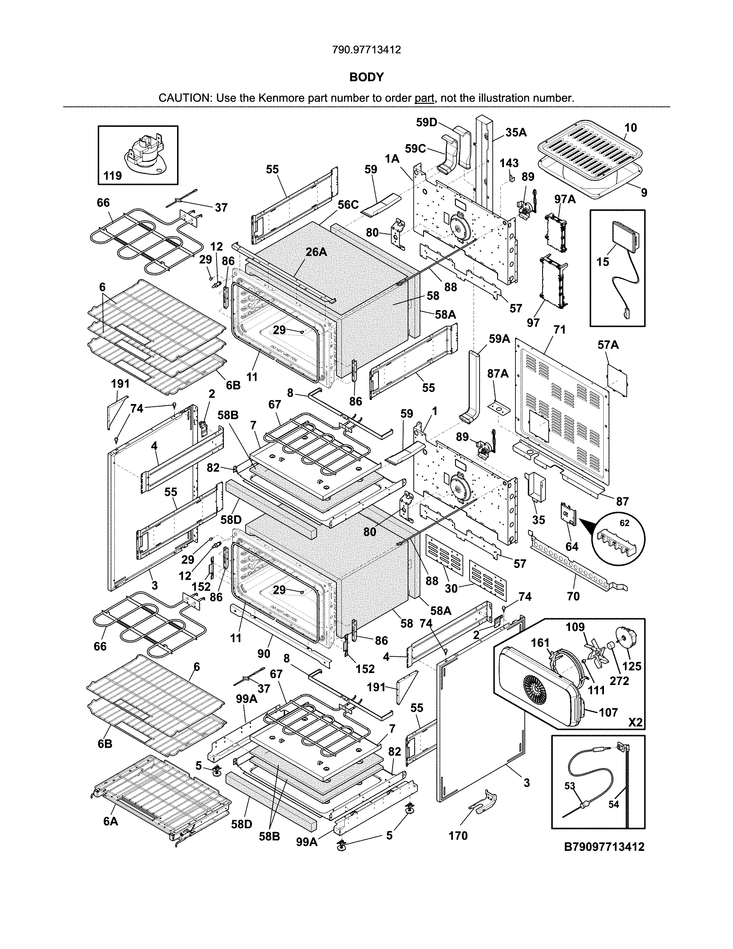 Kenmore Elite 79097713412 body diagram