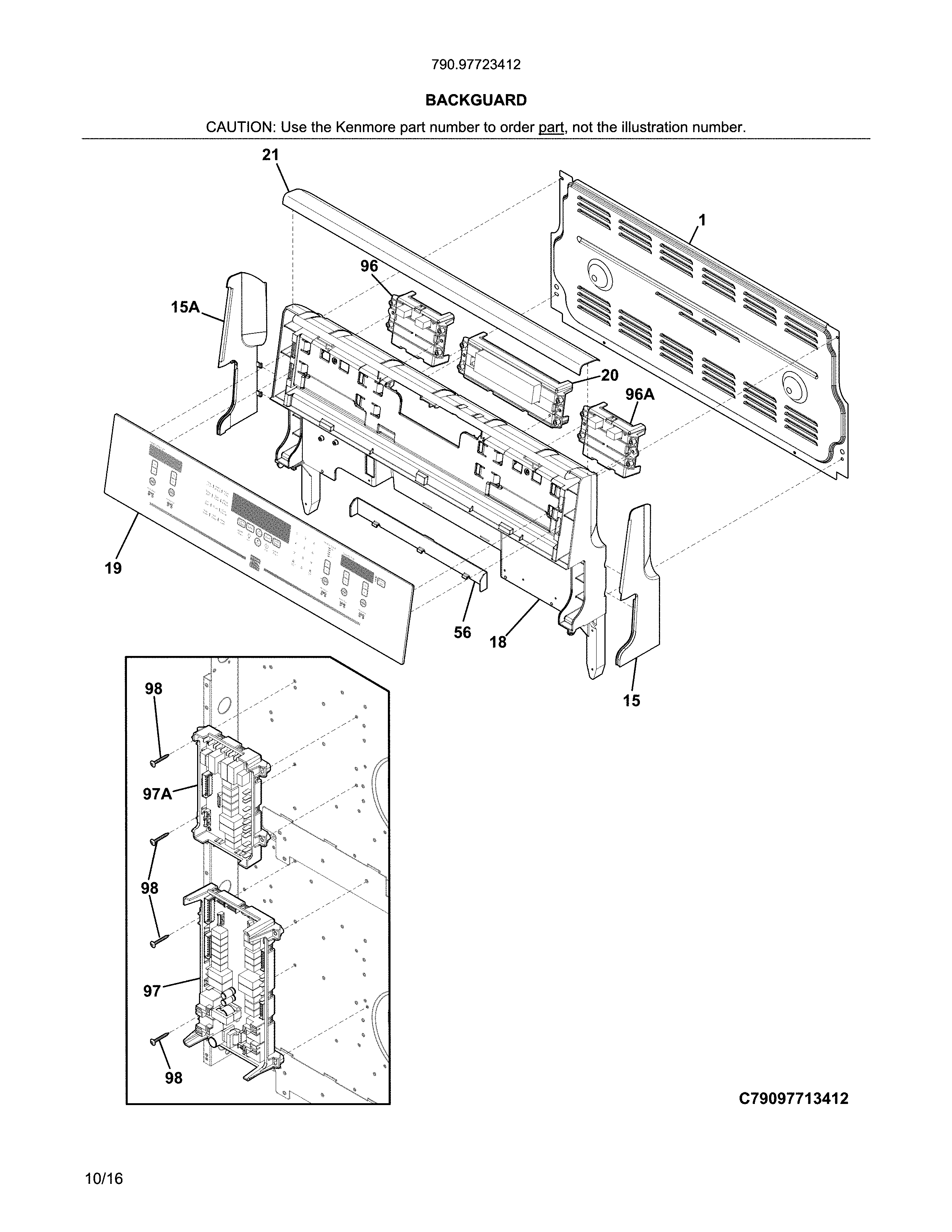 Kenmore Elite 79097723412 backguard diagram