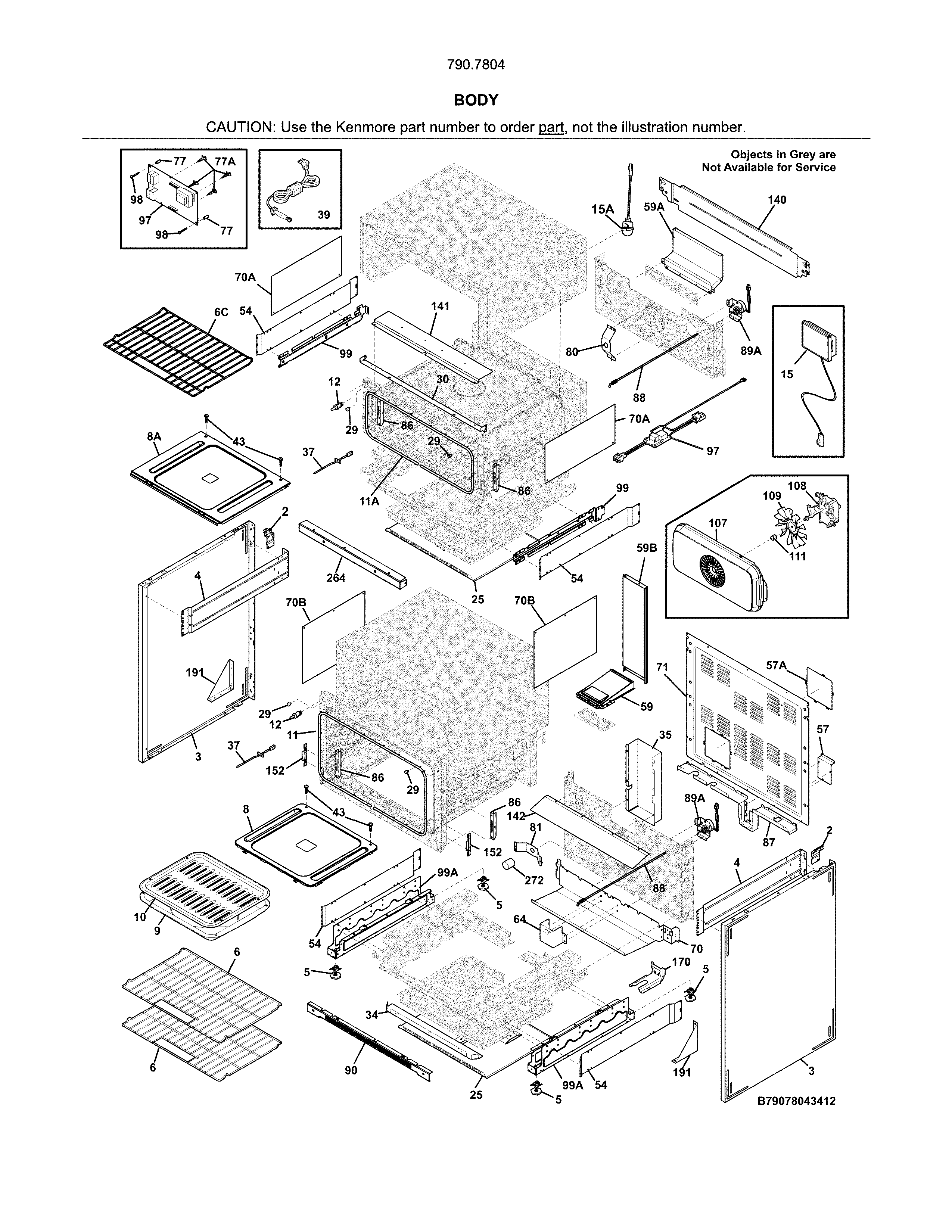 Kenmore 79078049413 body diagram