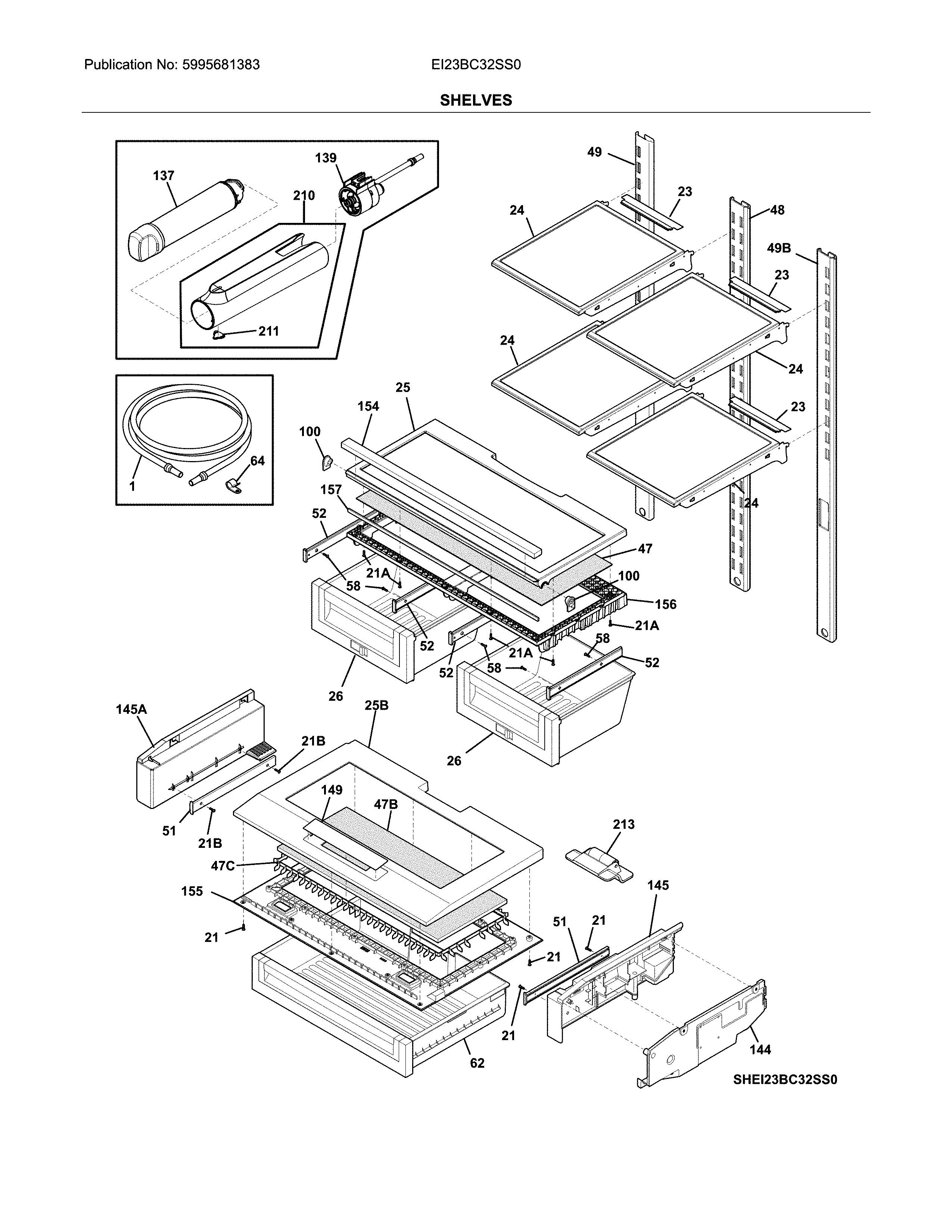 Electrolux EI23BC32SS0 shelves diagram