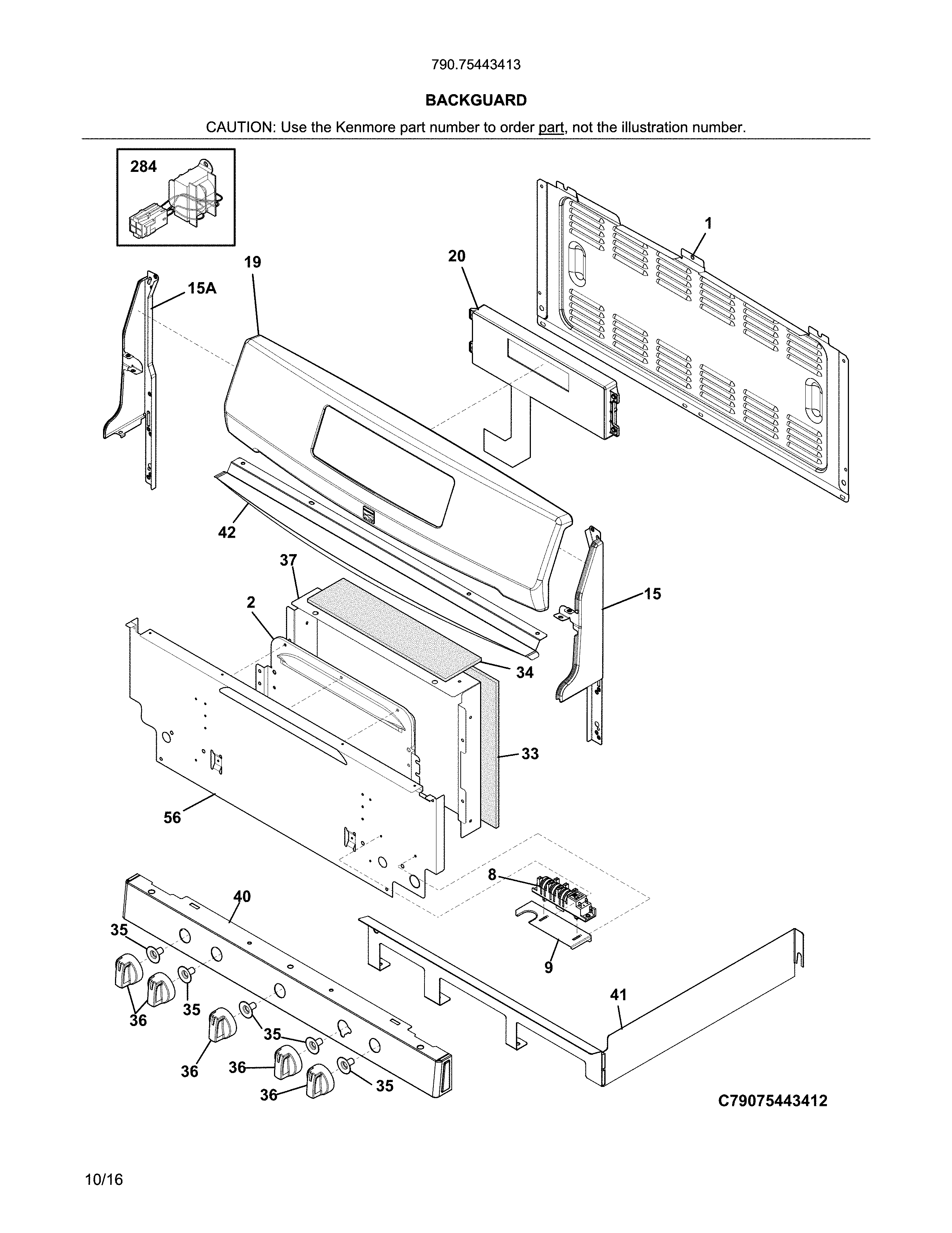 Kenmore Elite 79075443413 backguard diagram