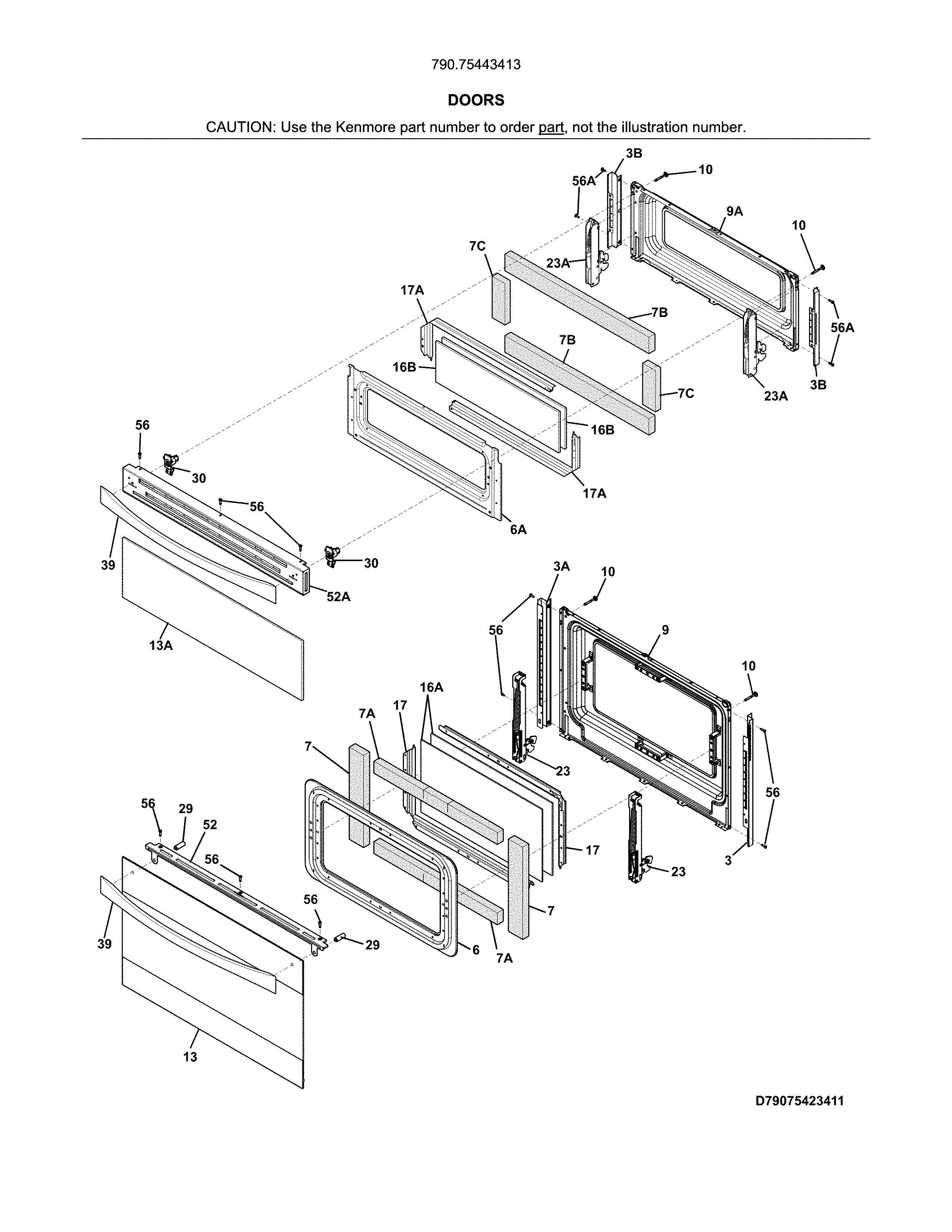 Kenmore Elite 79075443413 doors diagram