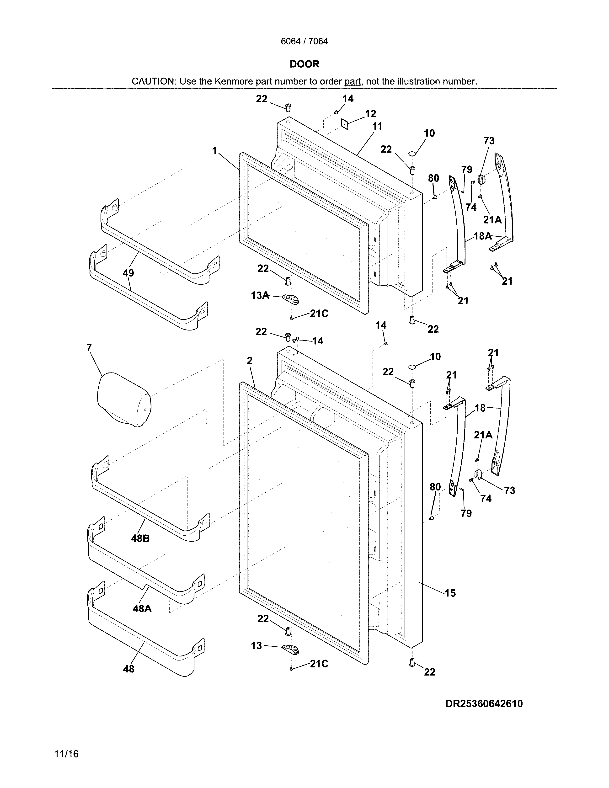 Kenmore 25370643611 doors diagram