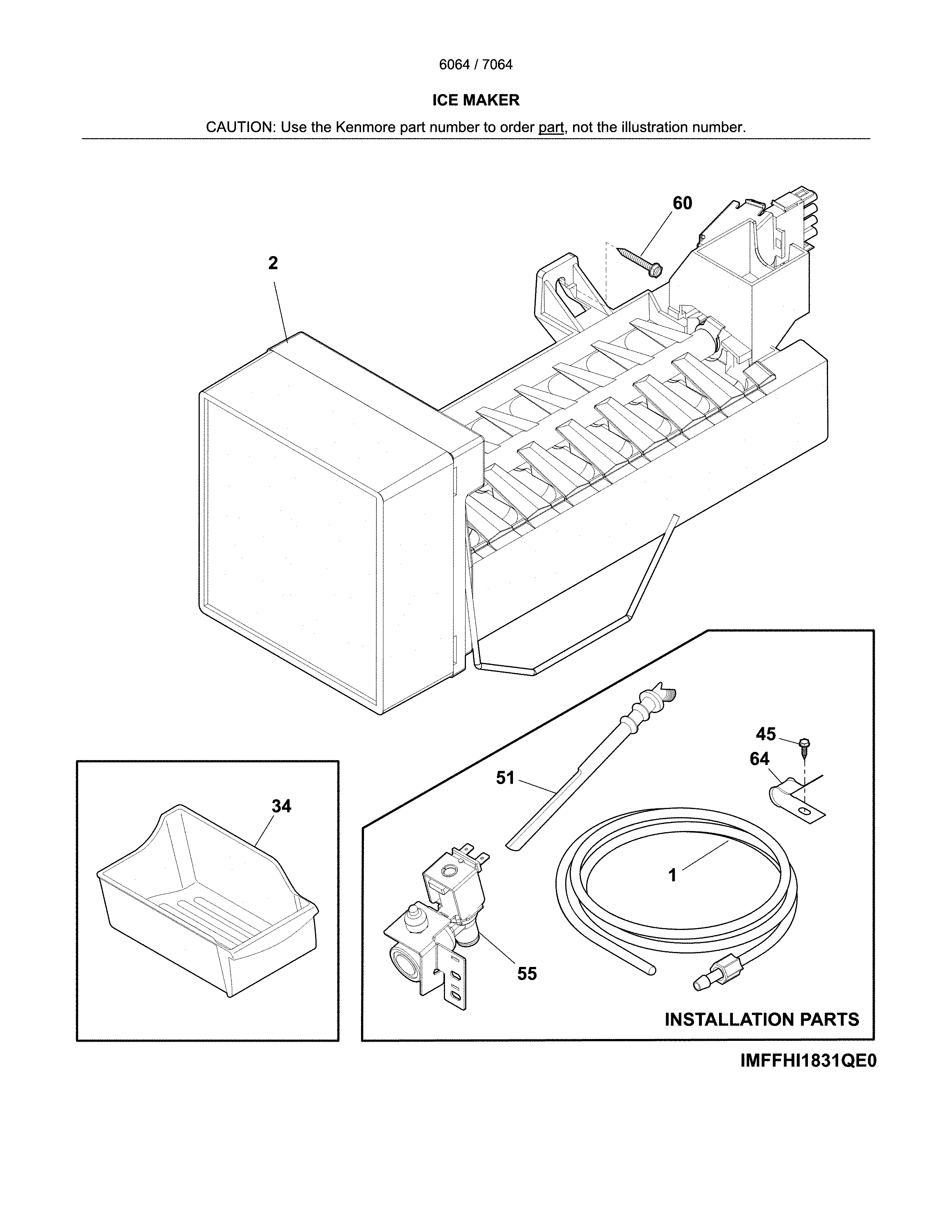 Kenmore 25370643611 ice maker diagram