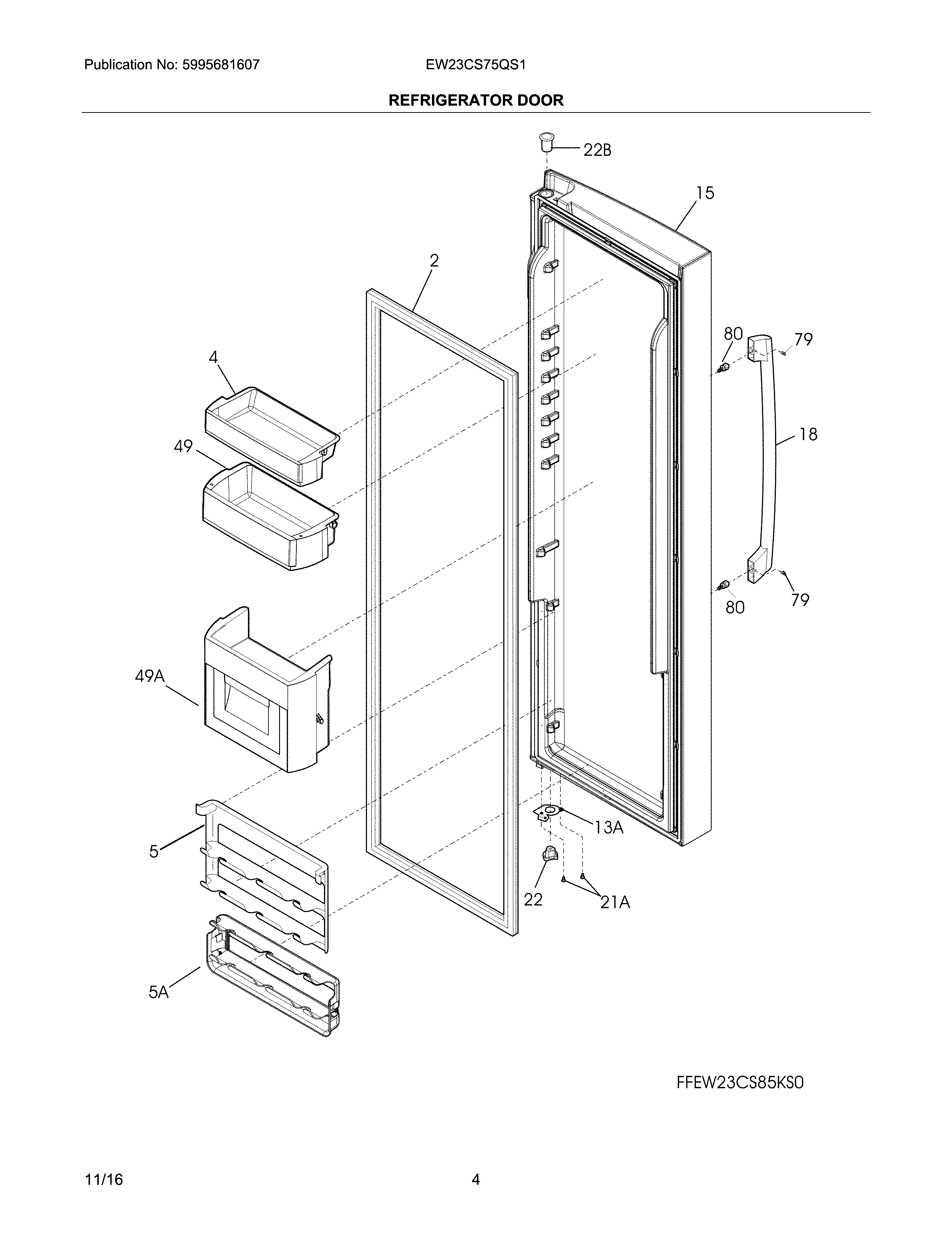 Electrolux EW23CS75QS1 refrigerator door diagram