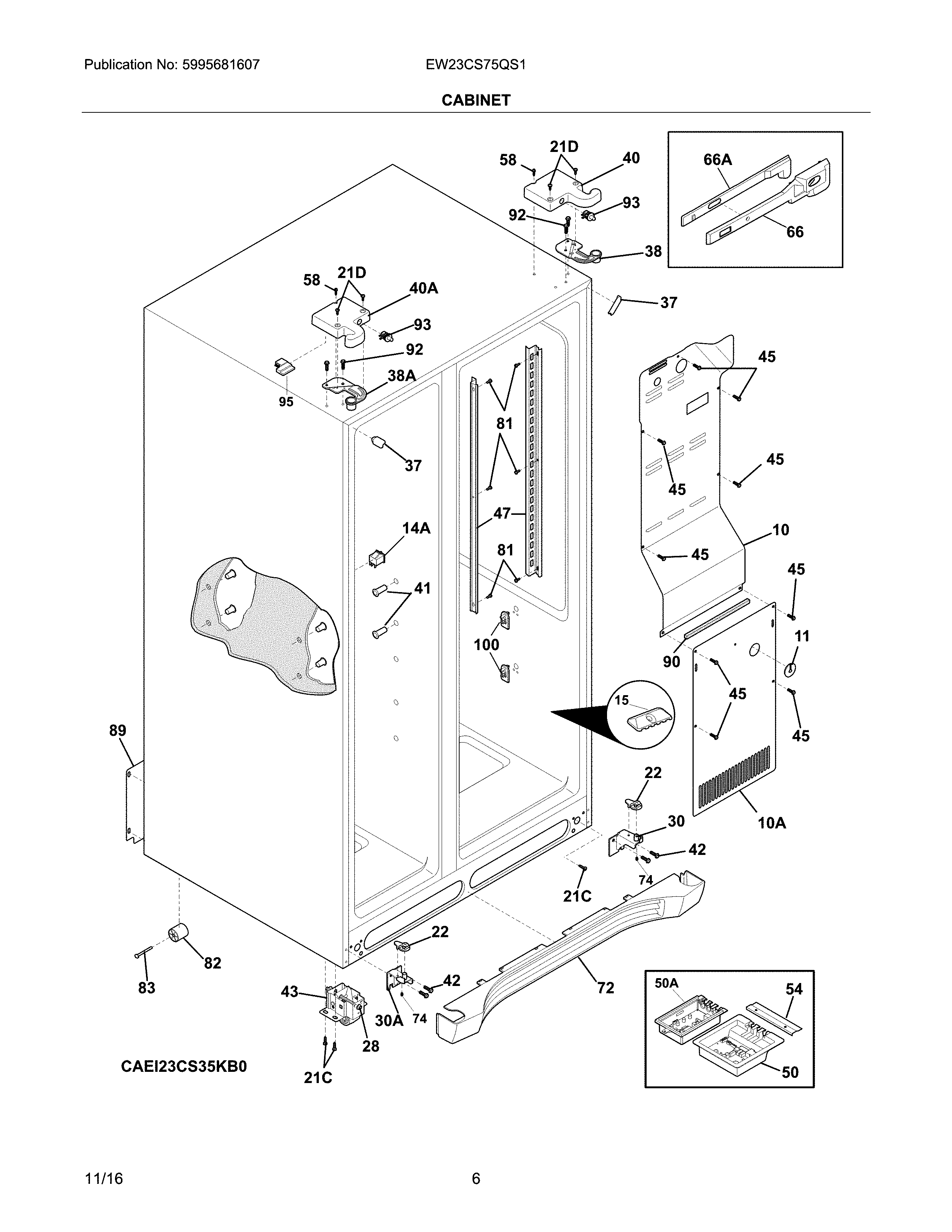 Electrolux EW23CS75QS1 cabinet diagram