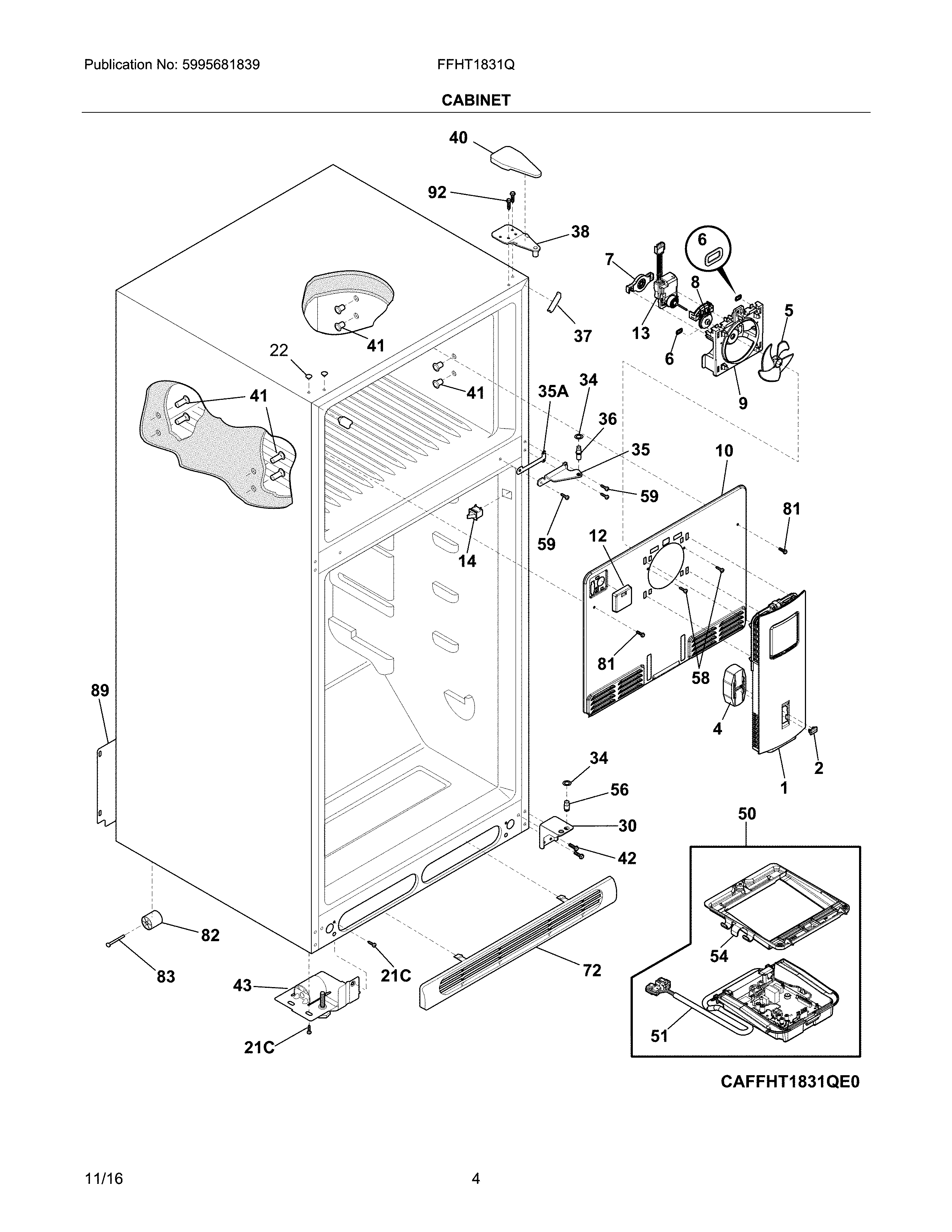 Frigidaire FFHT1831QE5 cabinet diagram
