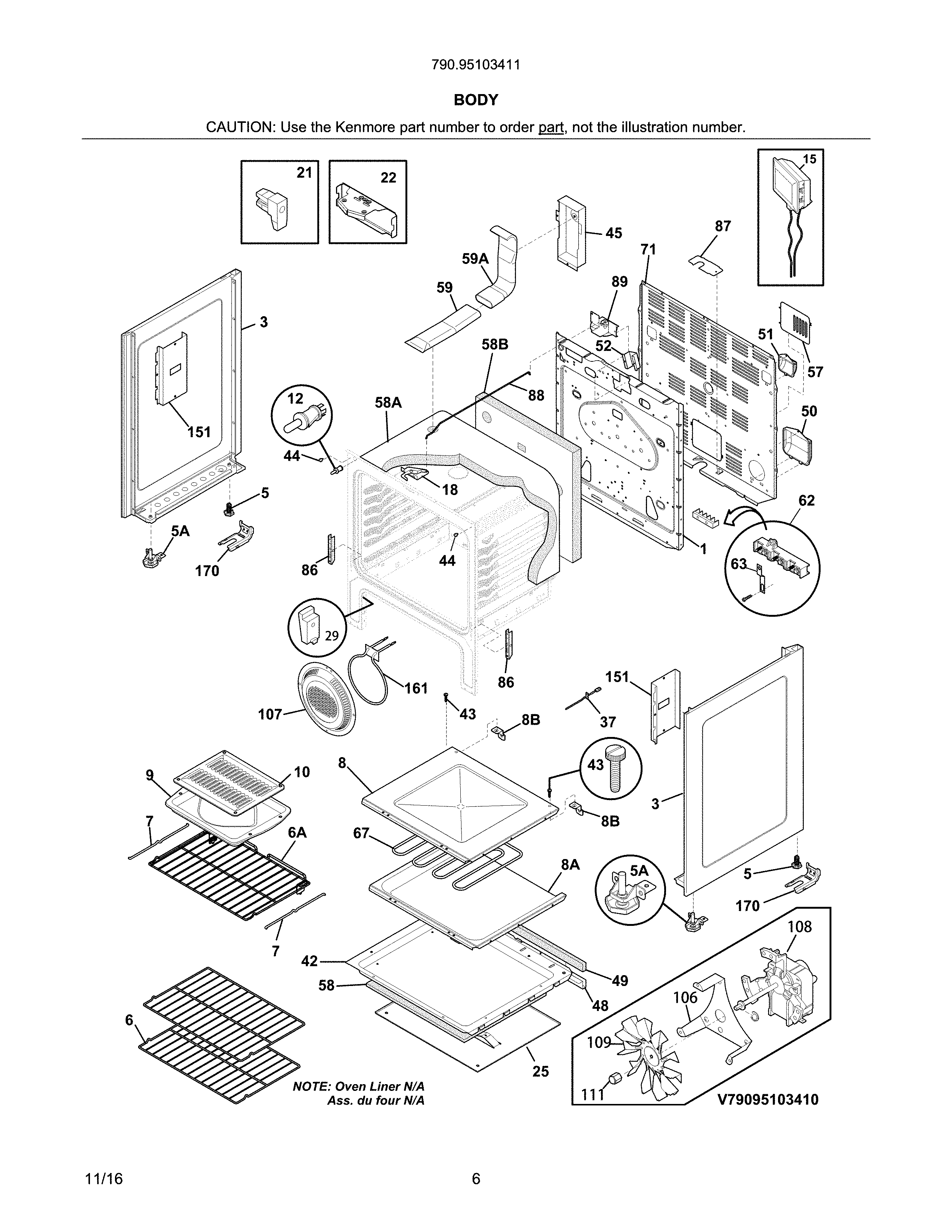 Kenmore 79095103411 body diagram
