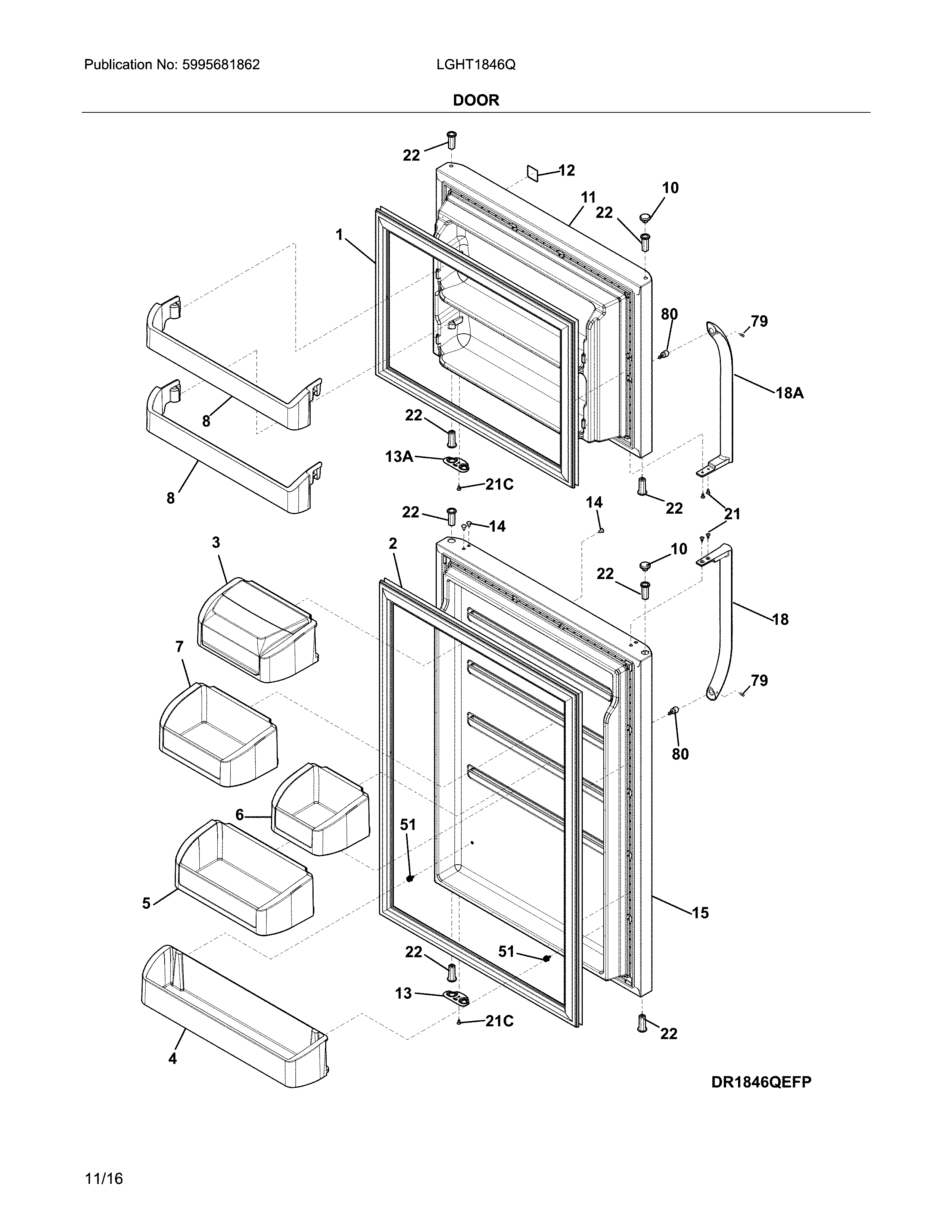 Frigidaire LGHT1846QP4 door diagram