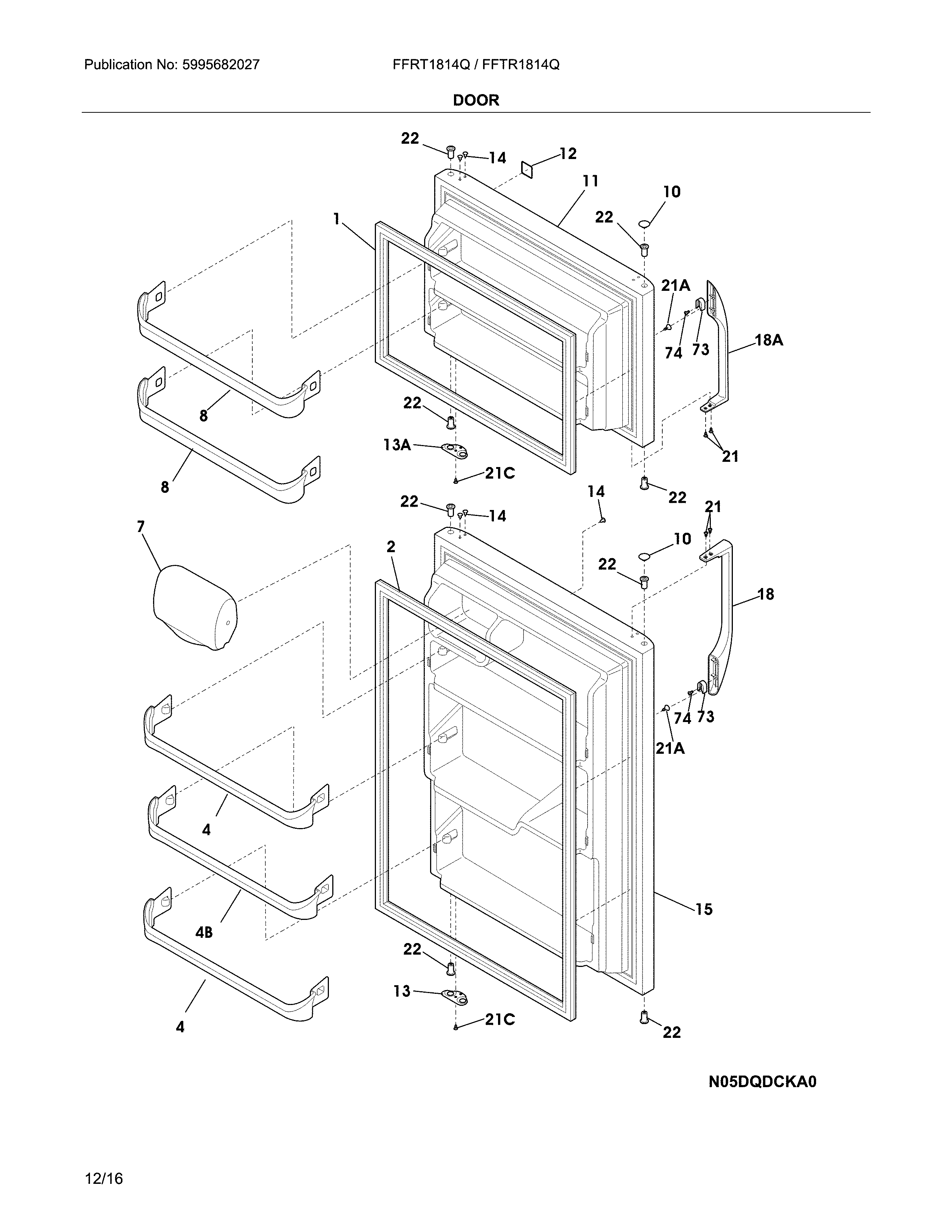 Frigidaire FFTR1814QW7B door diagram