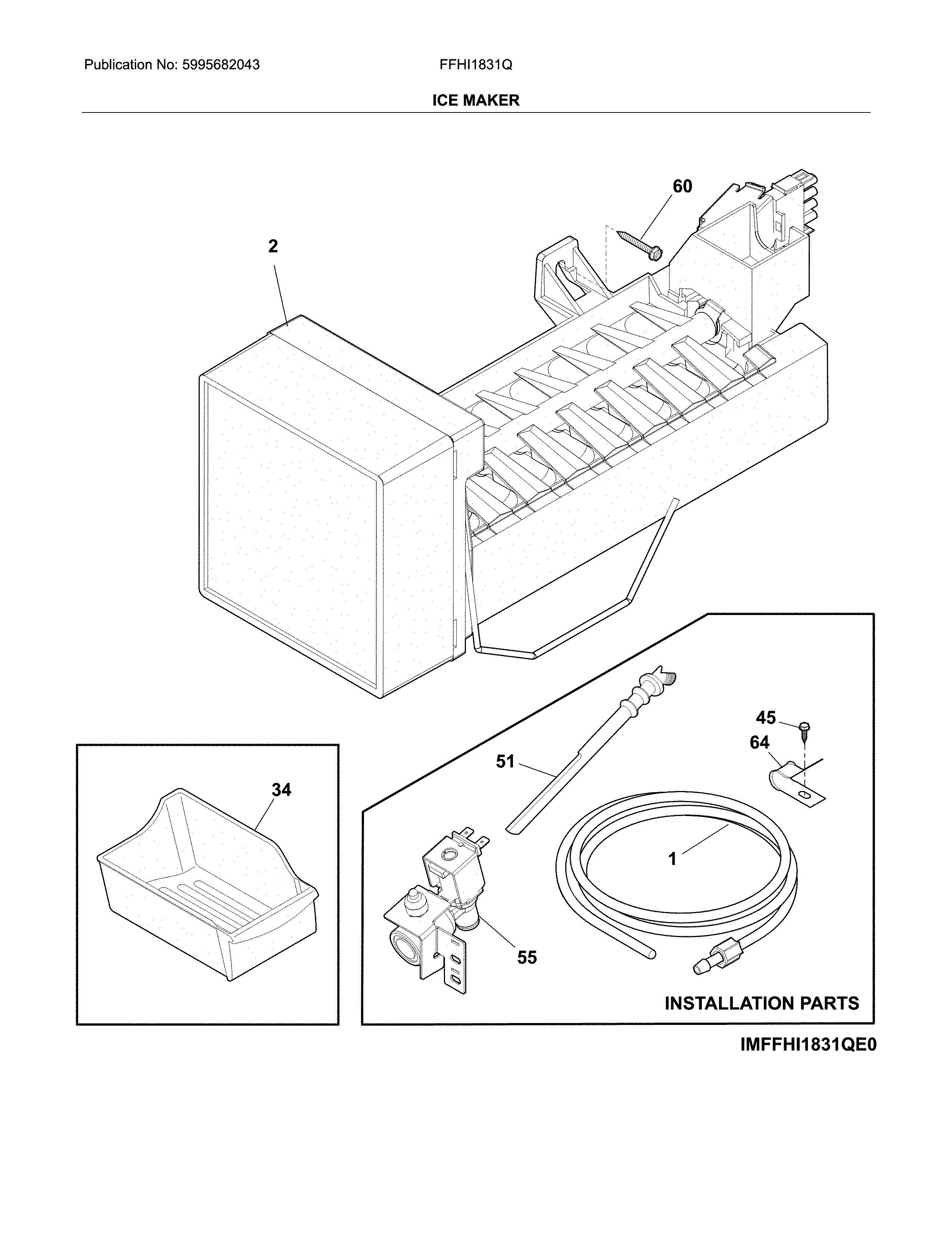 Frigidaire FFHI1831QE6 ice maker diagram