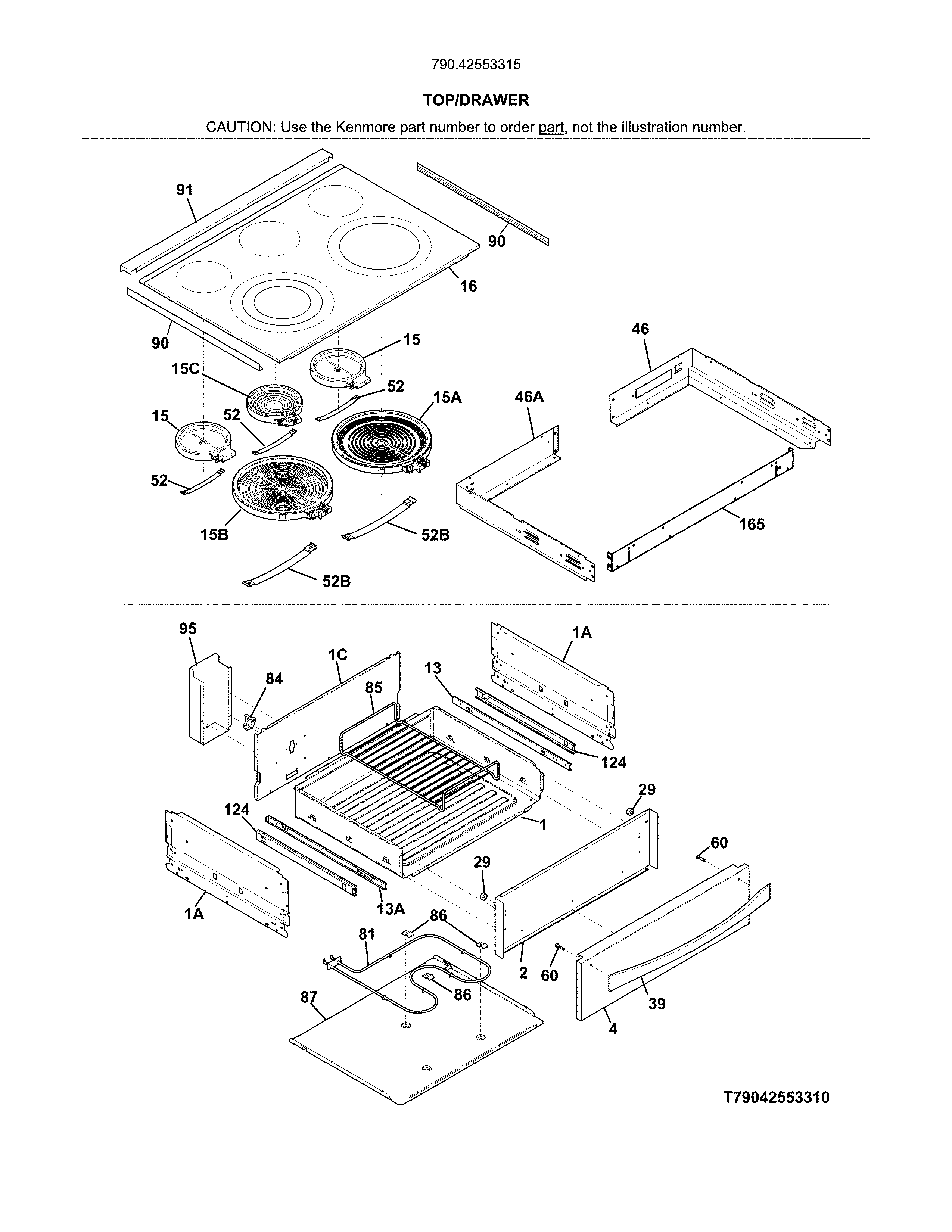 Kenmore Elite 79042553315 top/drawer diagram