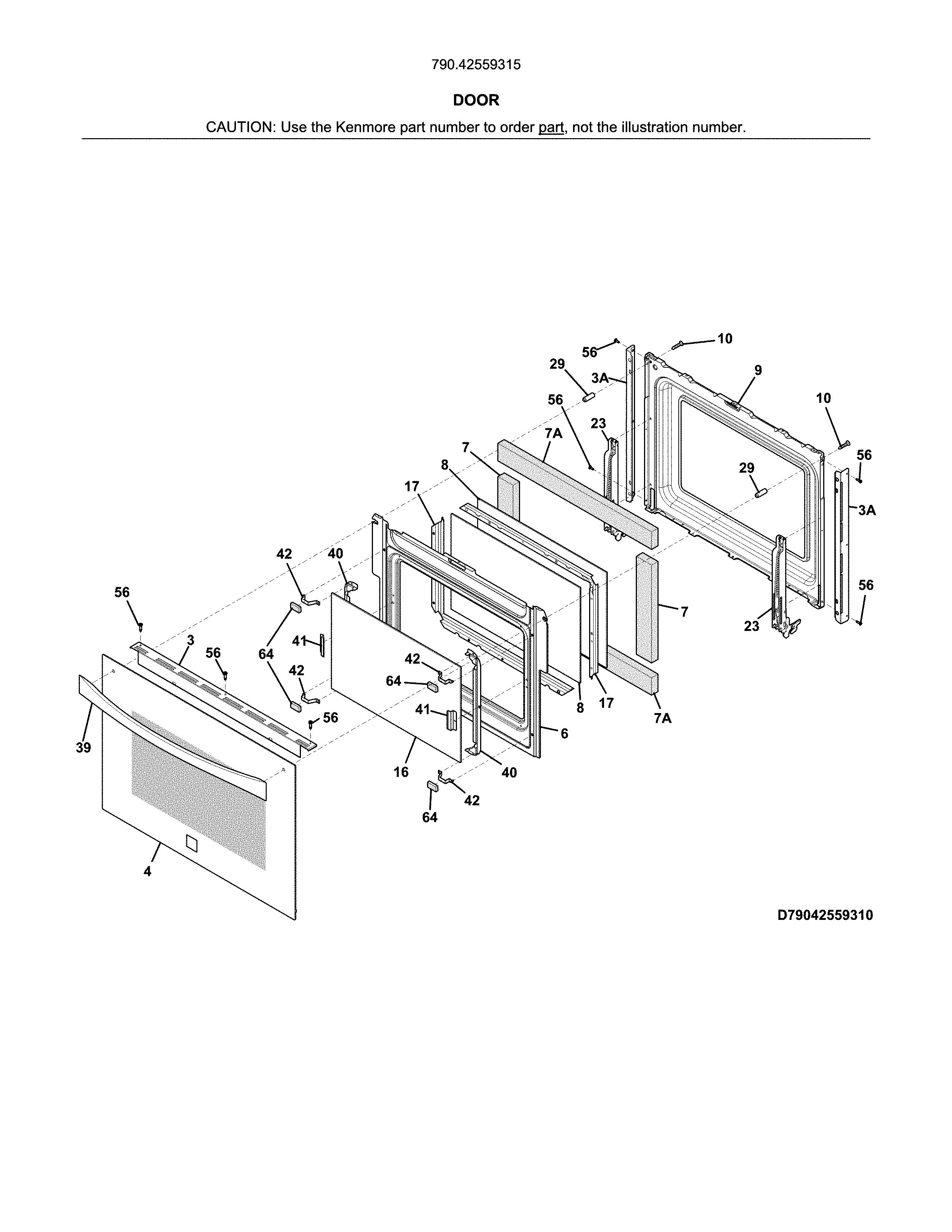 Kenmore Elite 79042559315 door diagram