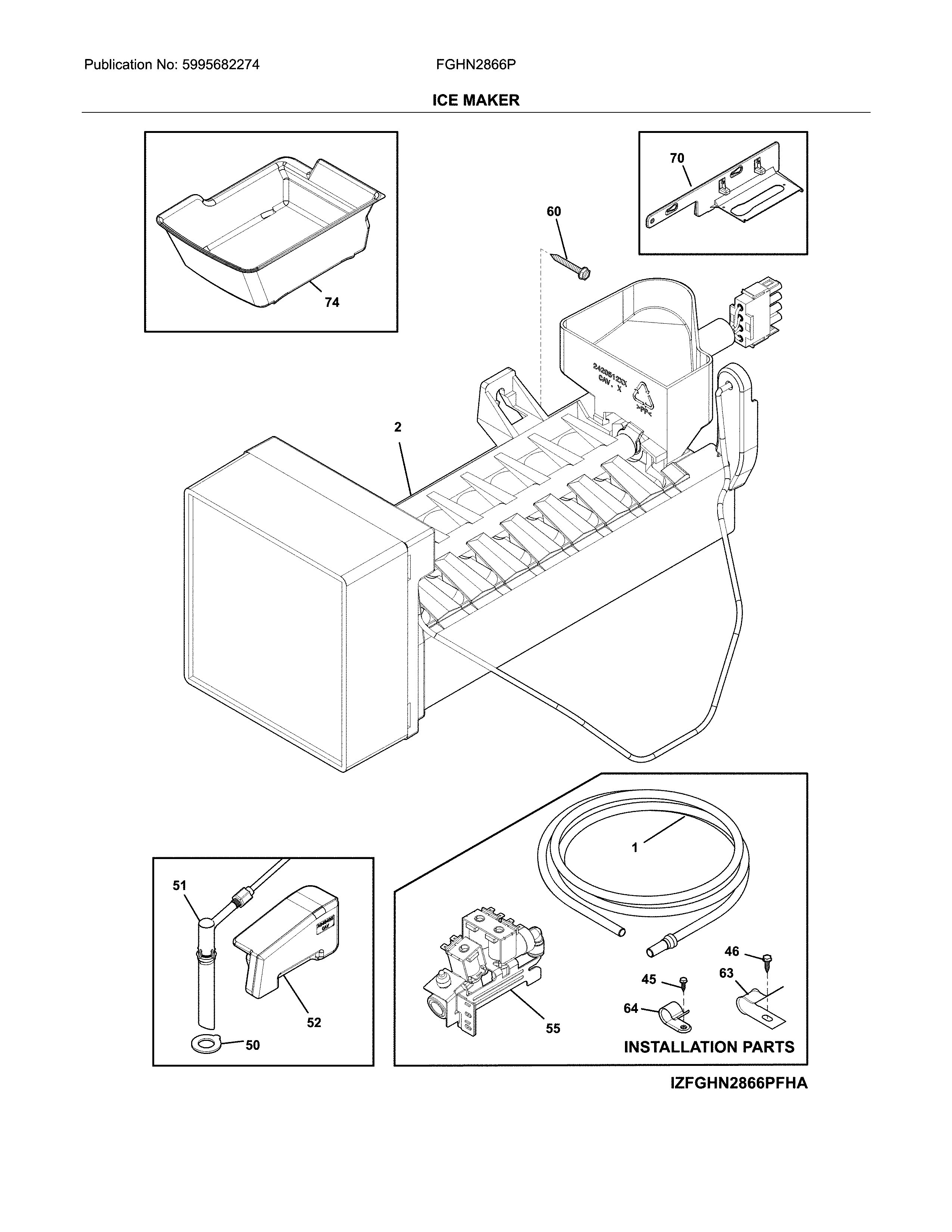 Frigidaire FGHN2866PPEA ice maker diagram