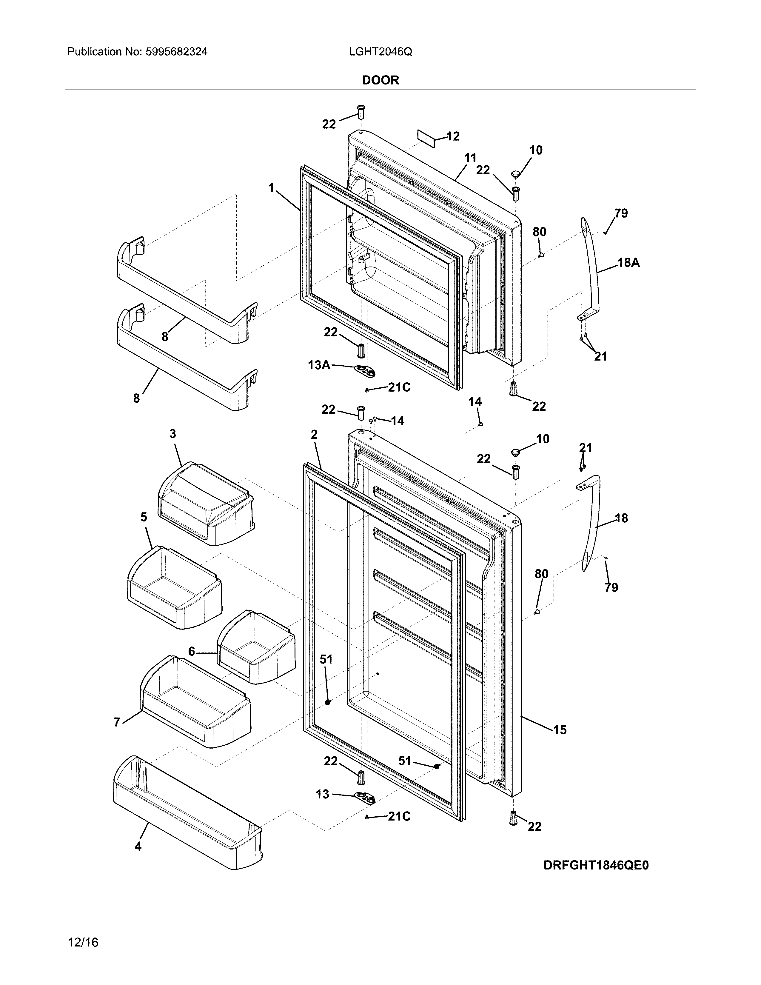 Frigidaire LGHT2046QF1 door diagram