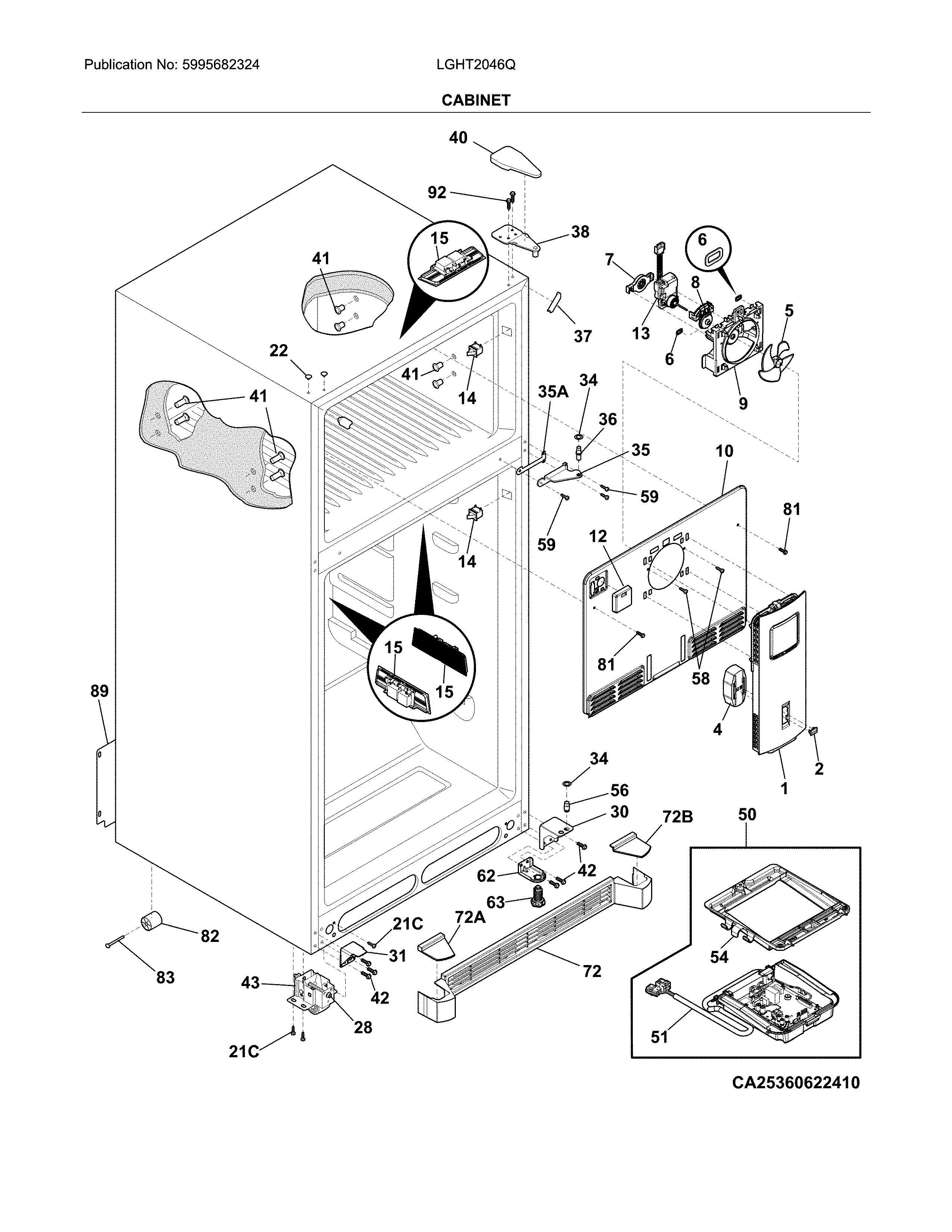 Frigidaire LGHT2046QF1 cabinet diagram