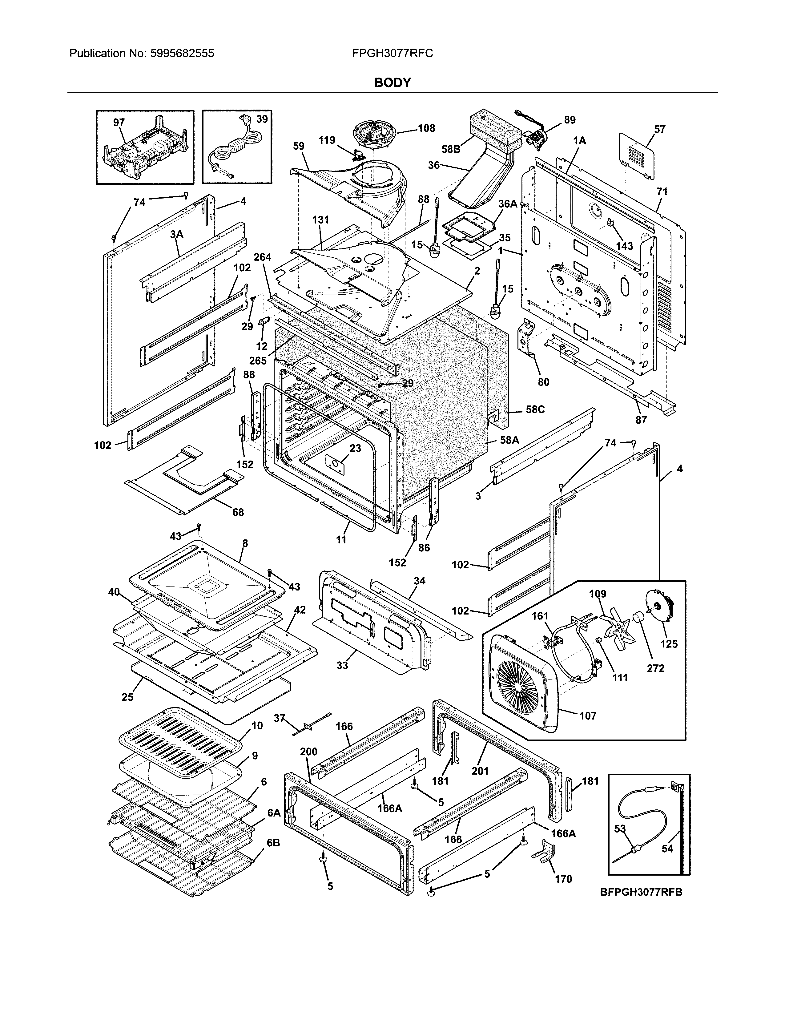 Frigidaire FPGH3077RFC body diagram