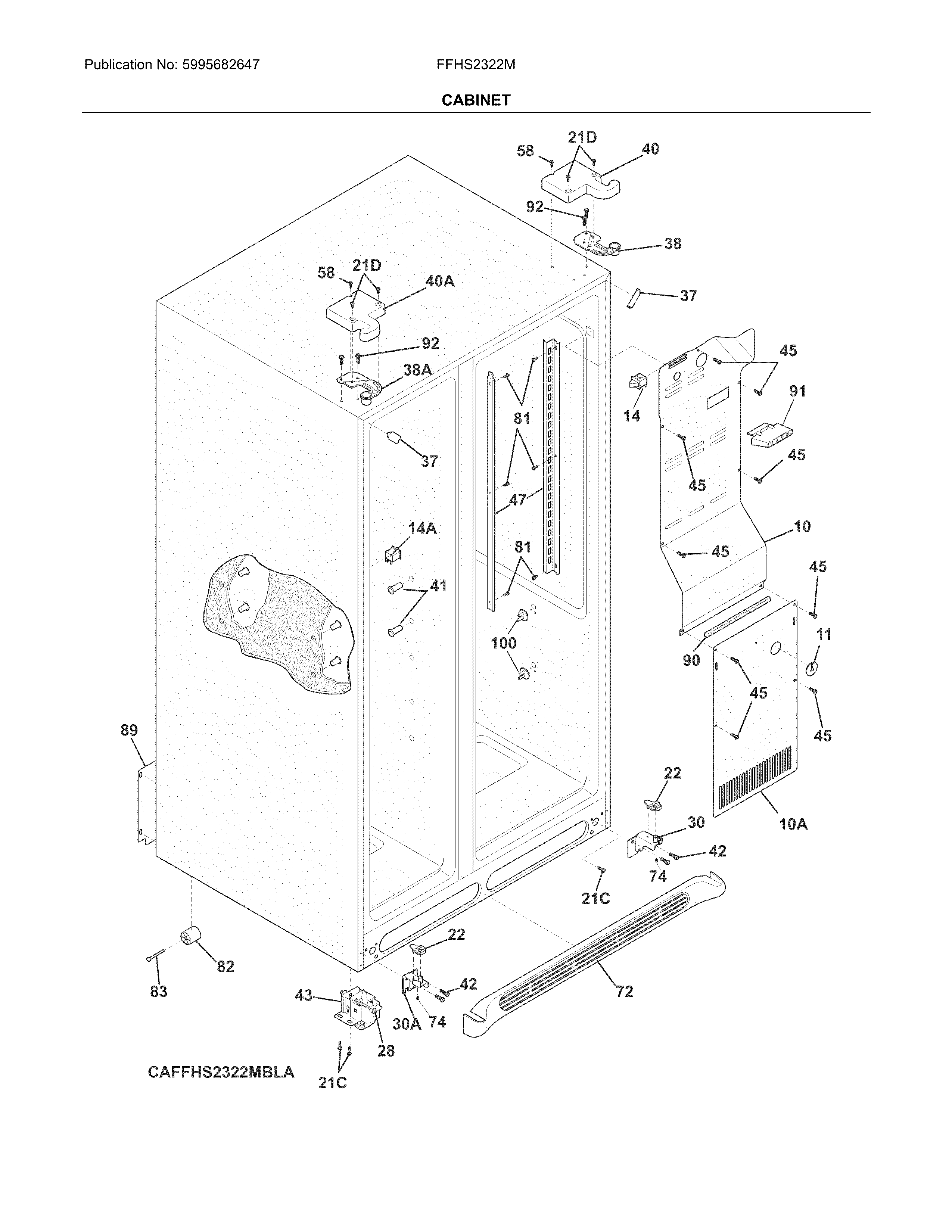 Frigidaire FFHS2322MWLA cabinet diagram