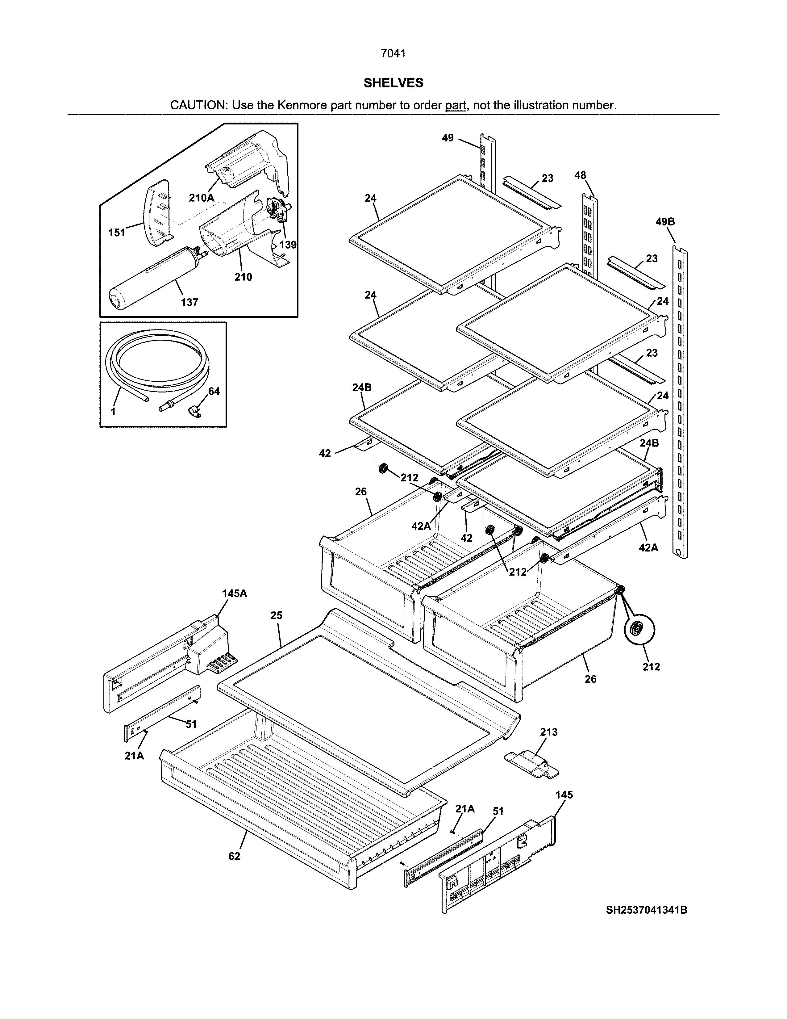 Kenmore 2537041341B shelves diagram