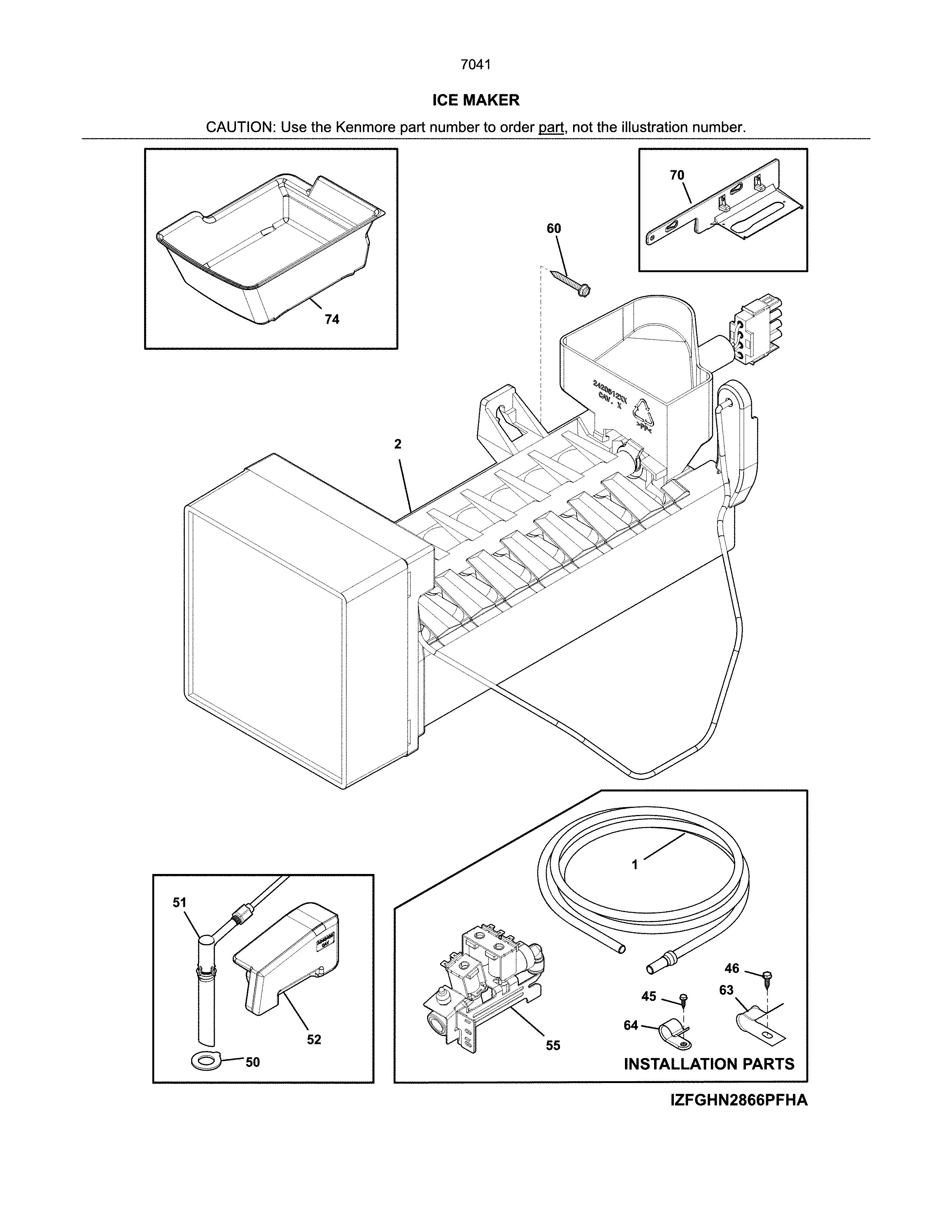Kenmore 2537041341B ice maker diagram