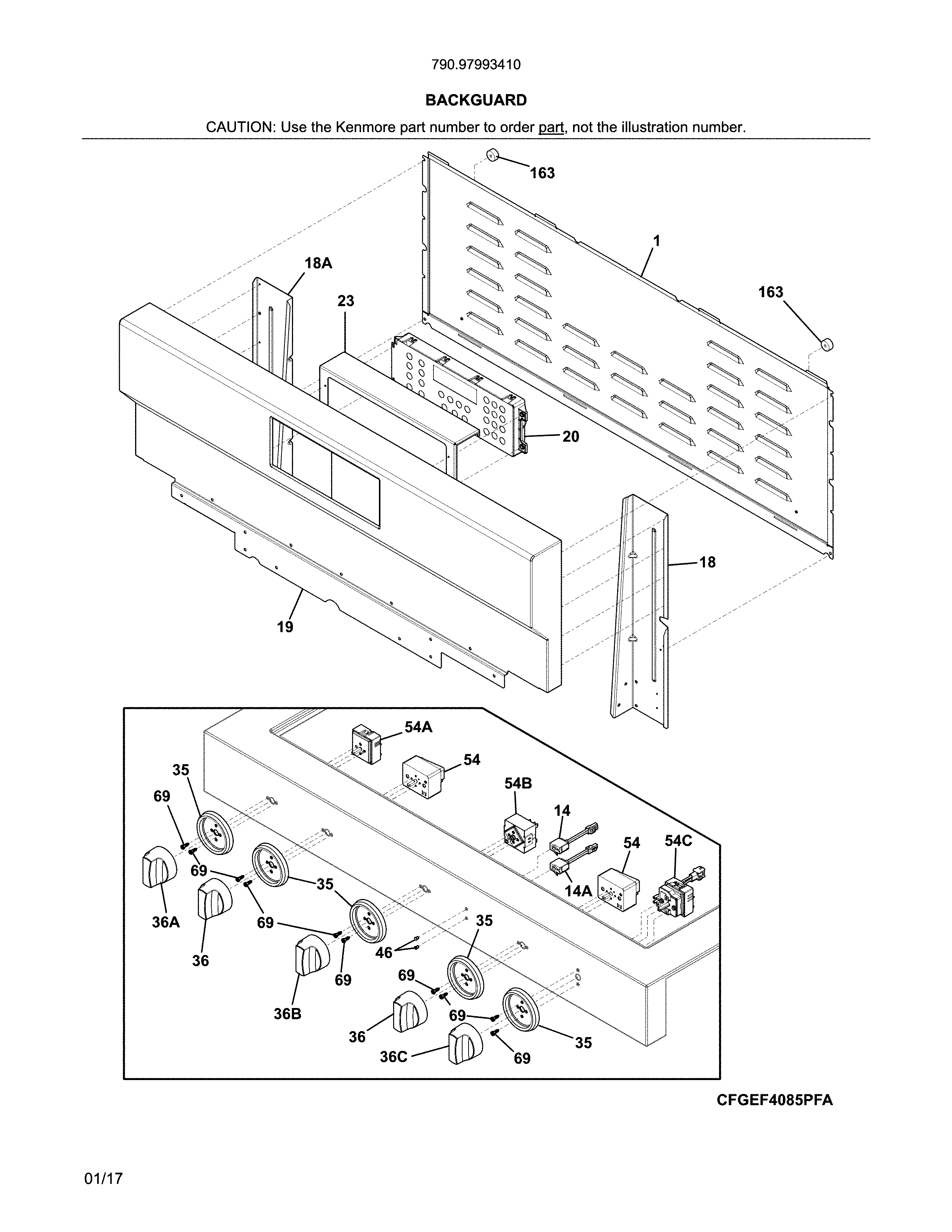 Kenmore Elite 79097993410 backguard diagram