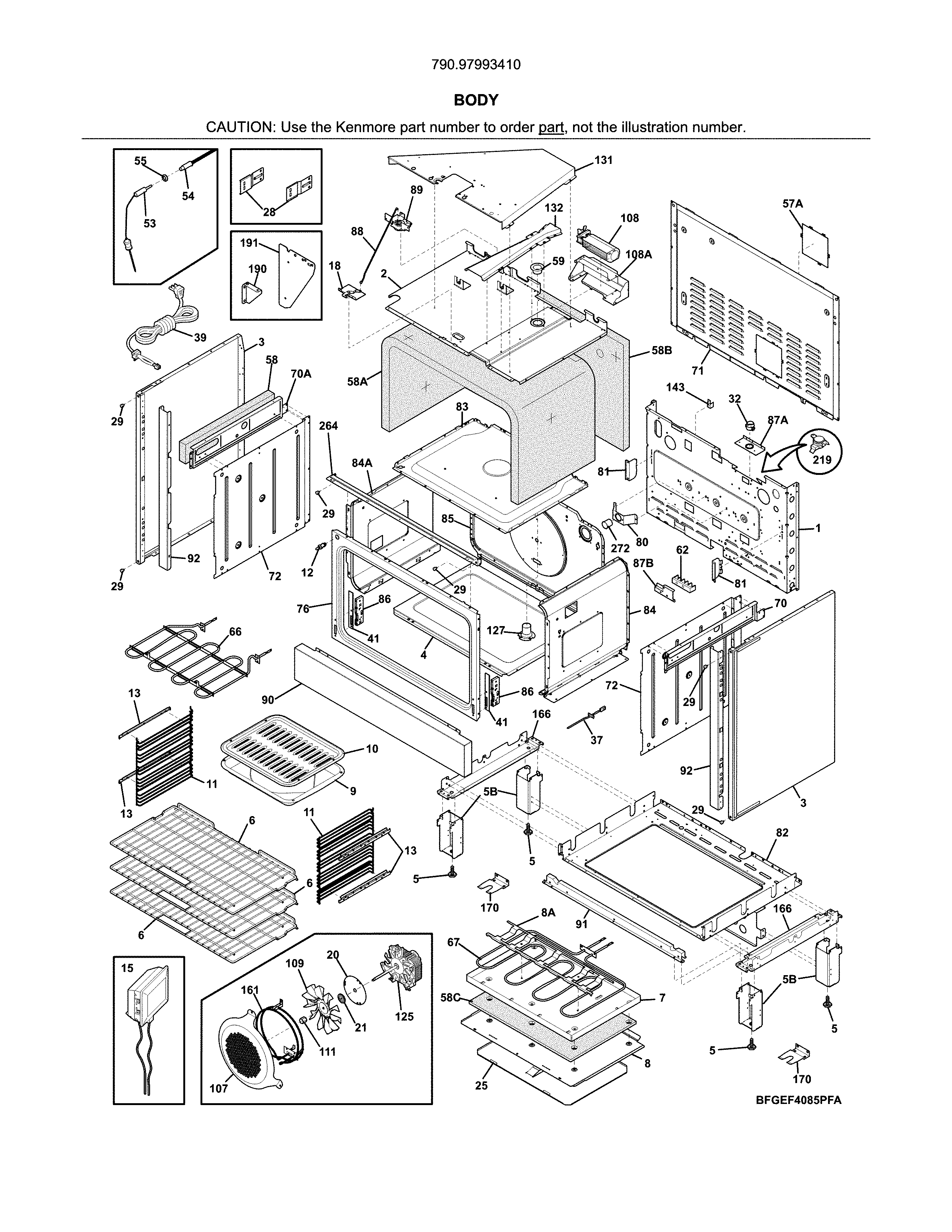 Kenmore Elite 79097993410 body diagram