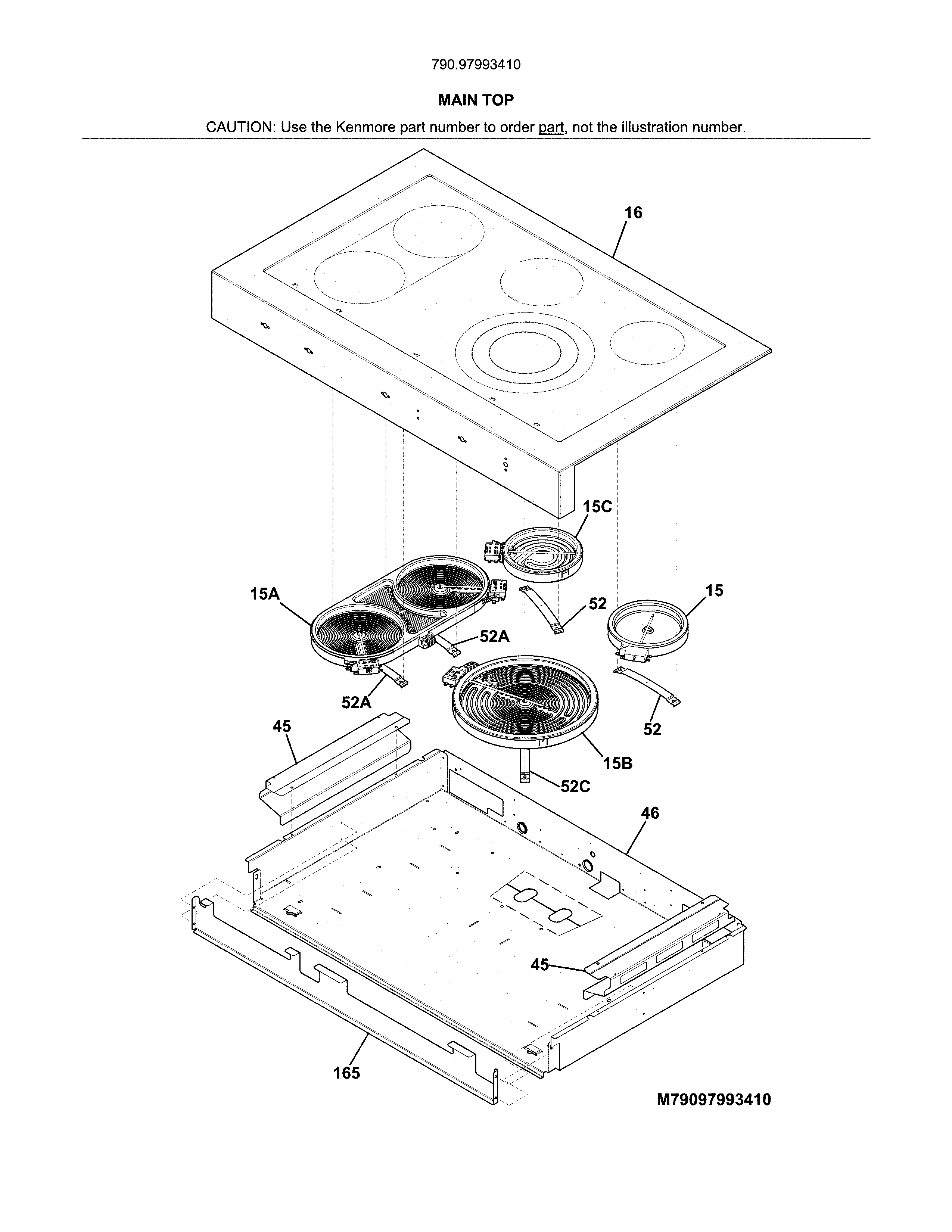 Kenmore Elite 79097993410 main top diagram