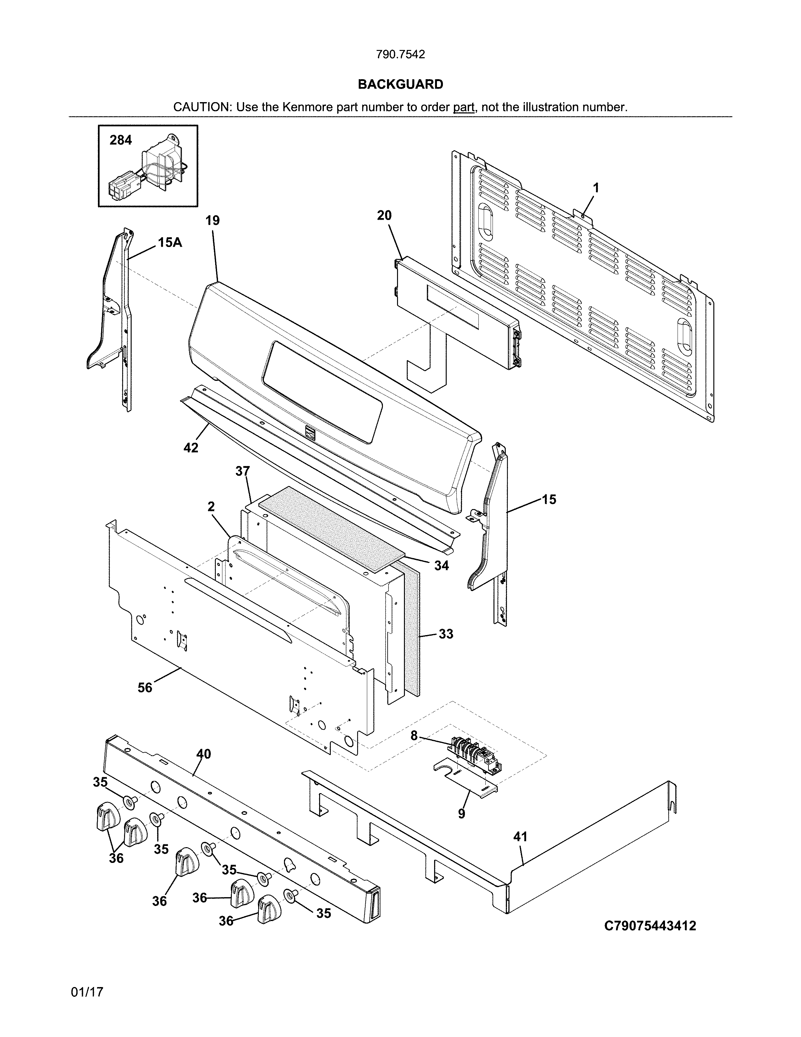 Kenmore Elite 79075422414 backguard diagram