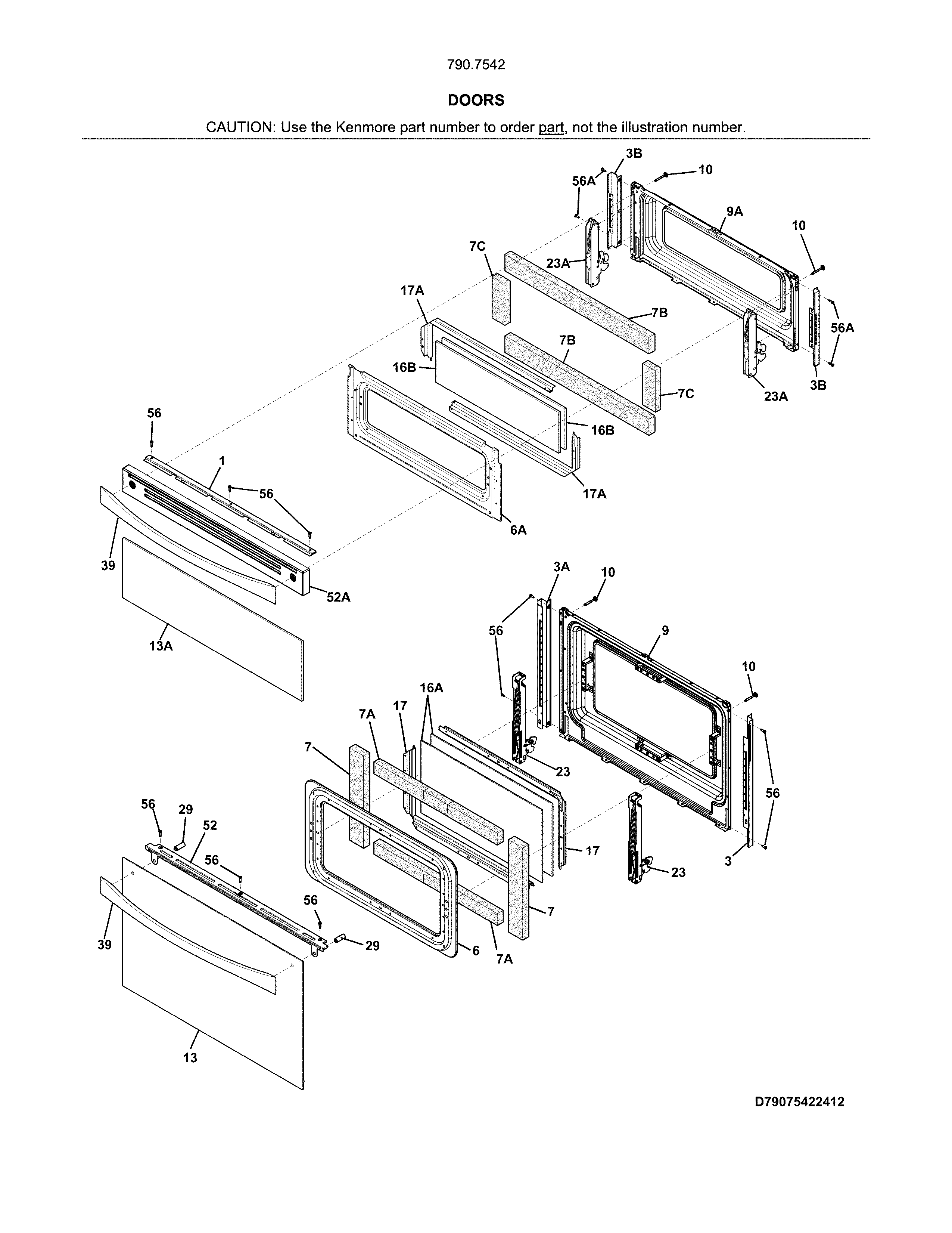 Kenmore Elite 79075422414 doors diagram