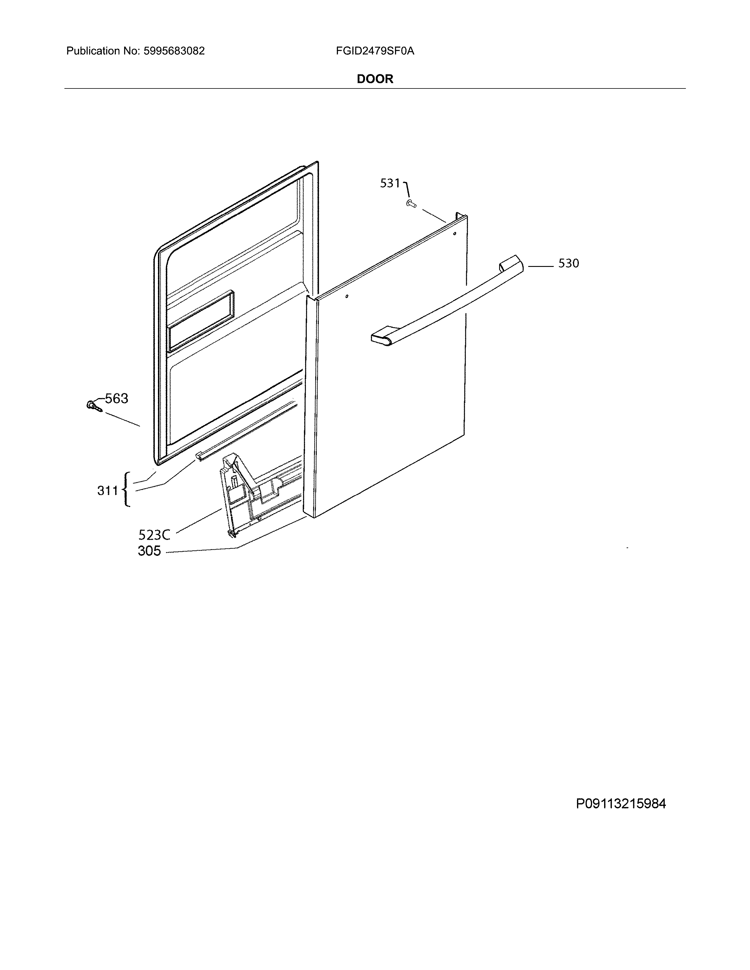 Frigidaire FGID2479SF0A door diagram