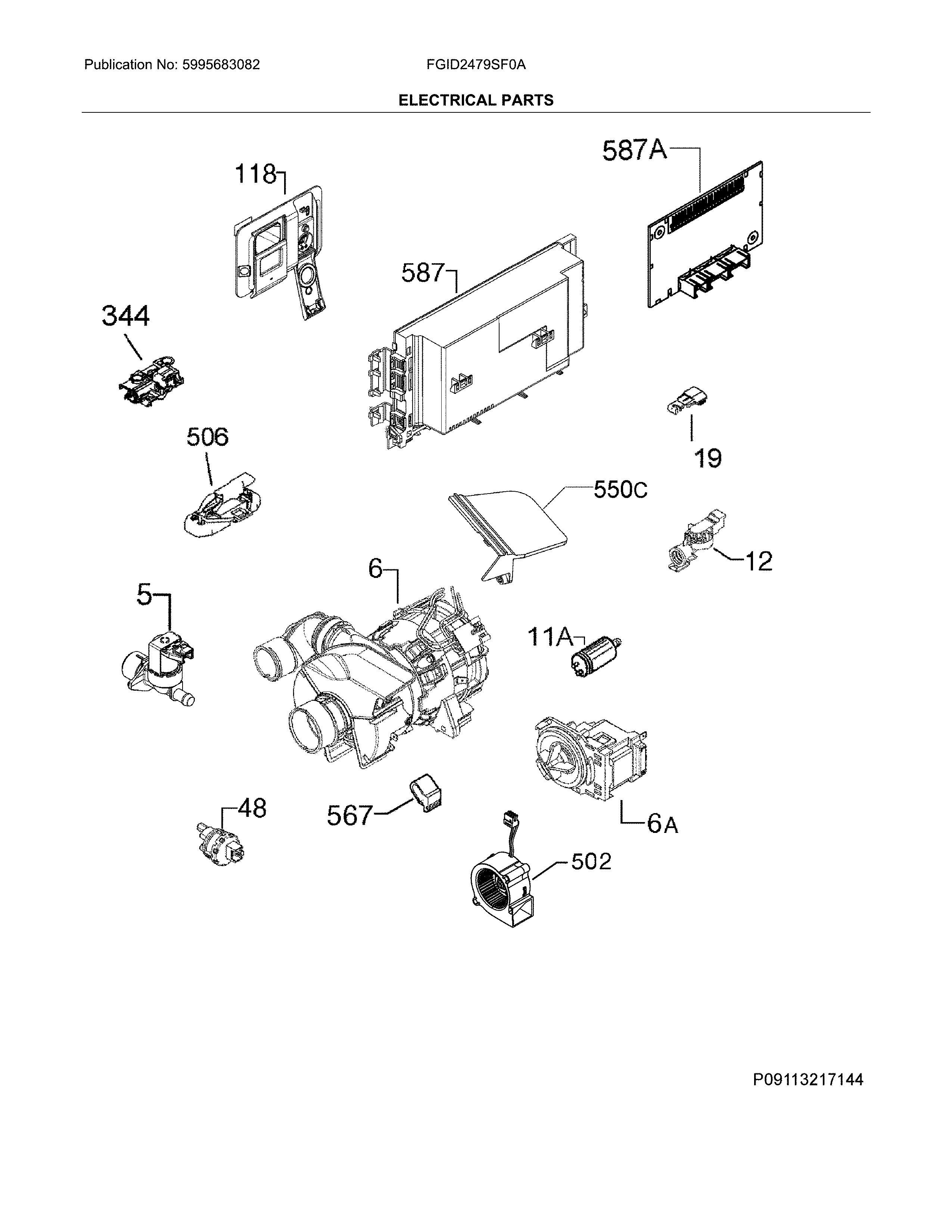 Frigidaire FGID2479SF0A electrical parts diagram