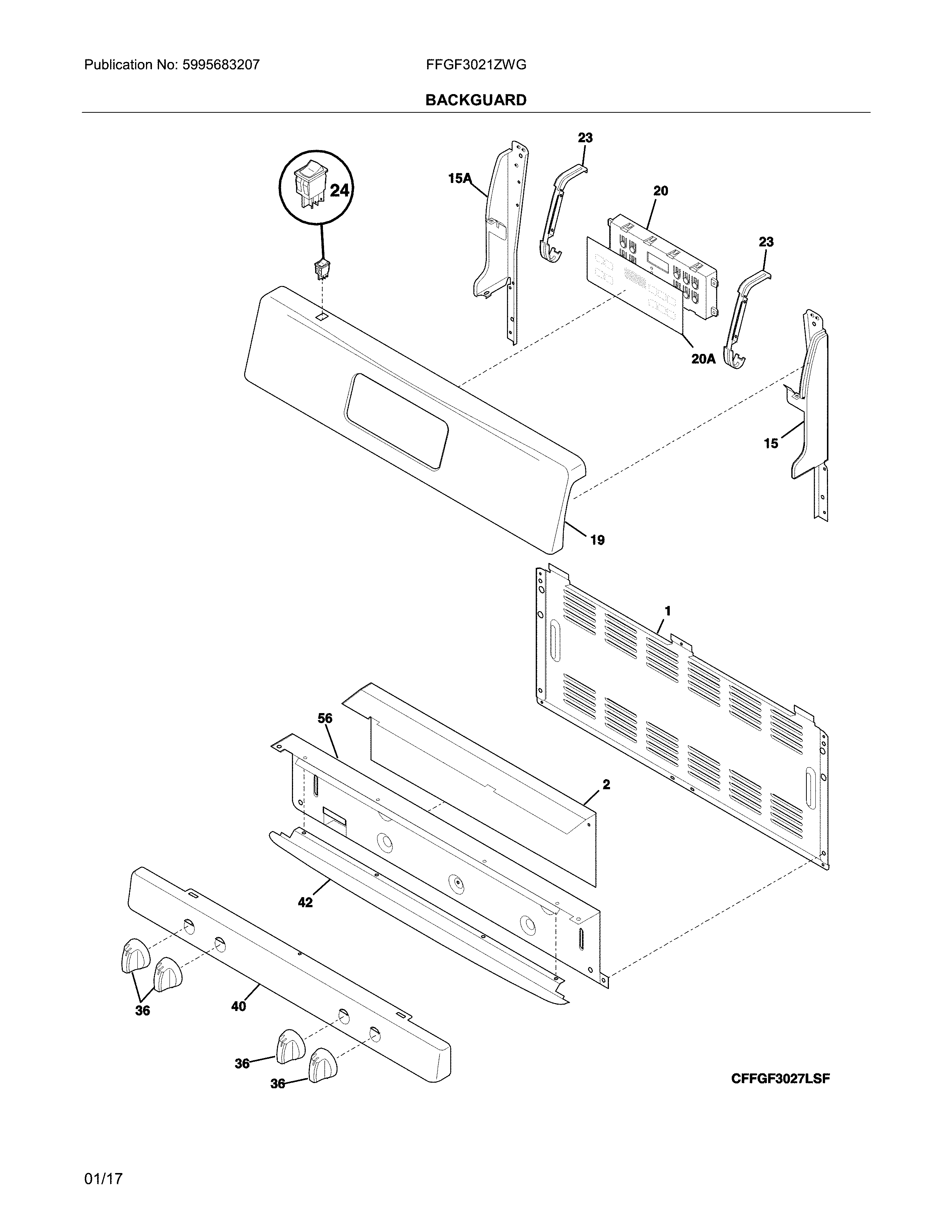 Frigidaire FFGF3021ZWG backguard diagram