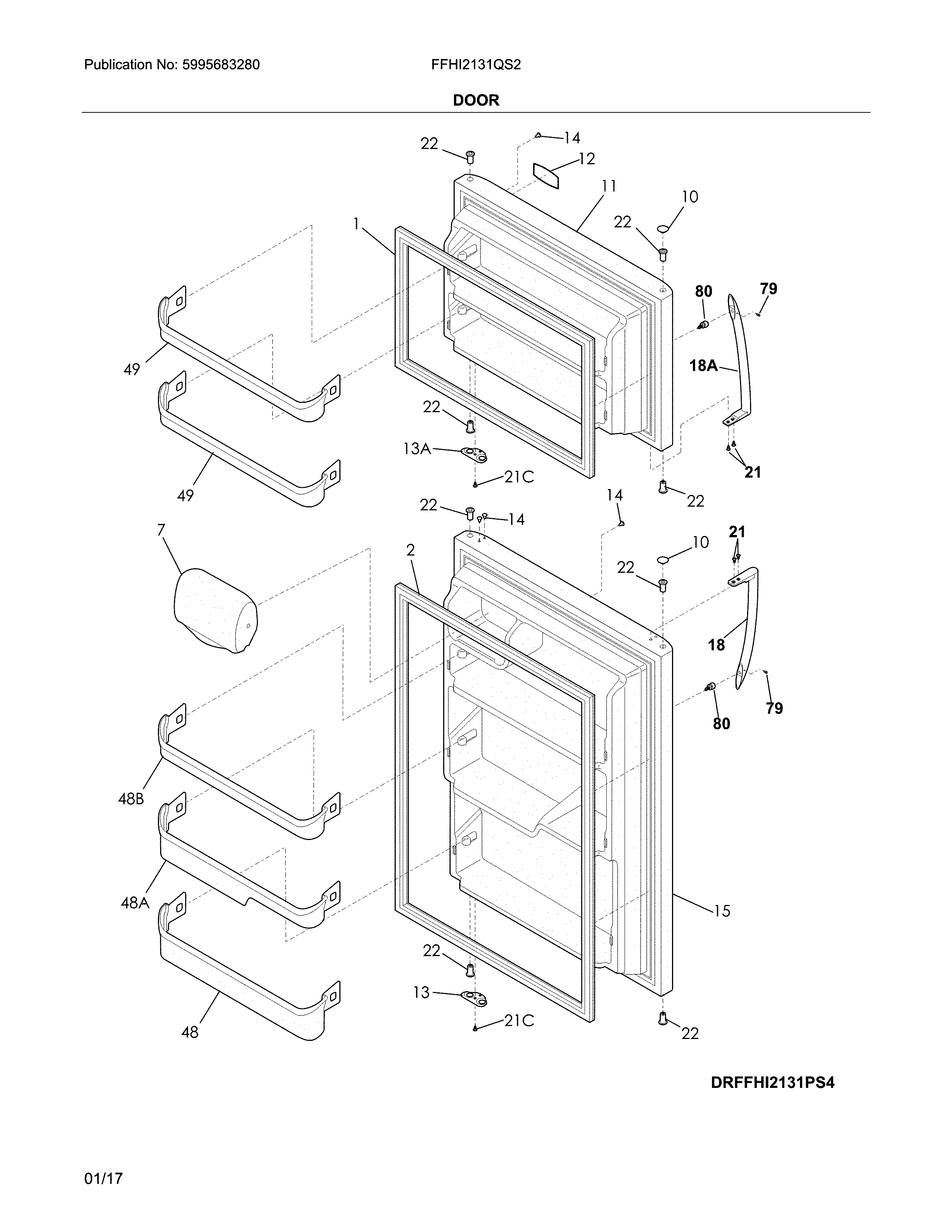 Frigidaire FFHI2131QS2 door diagram