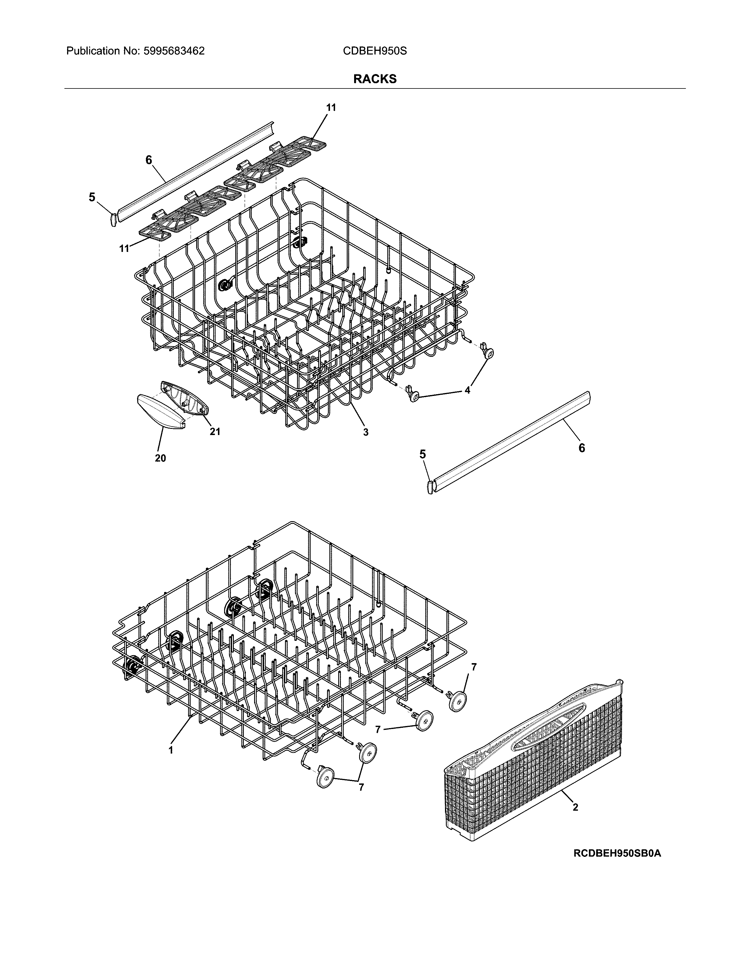Crosley CDBEH950SW1A racks diagram