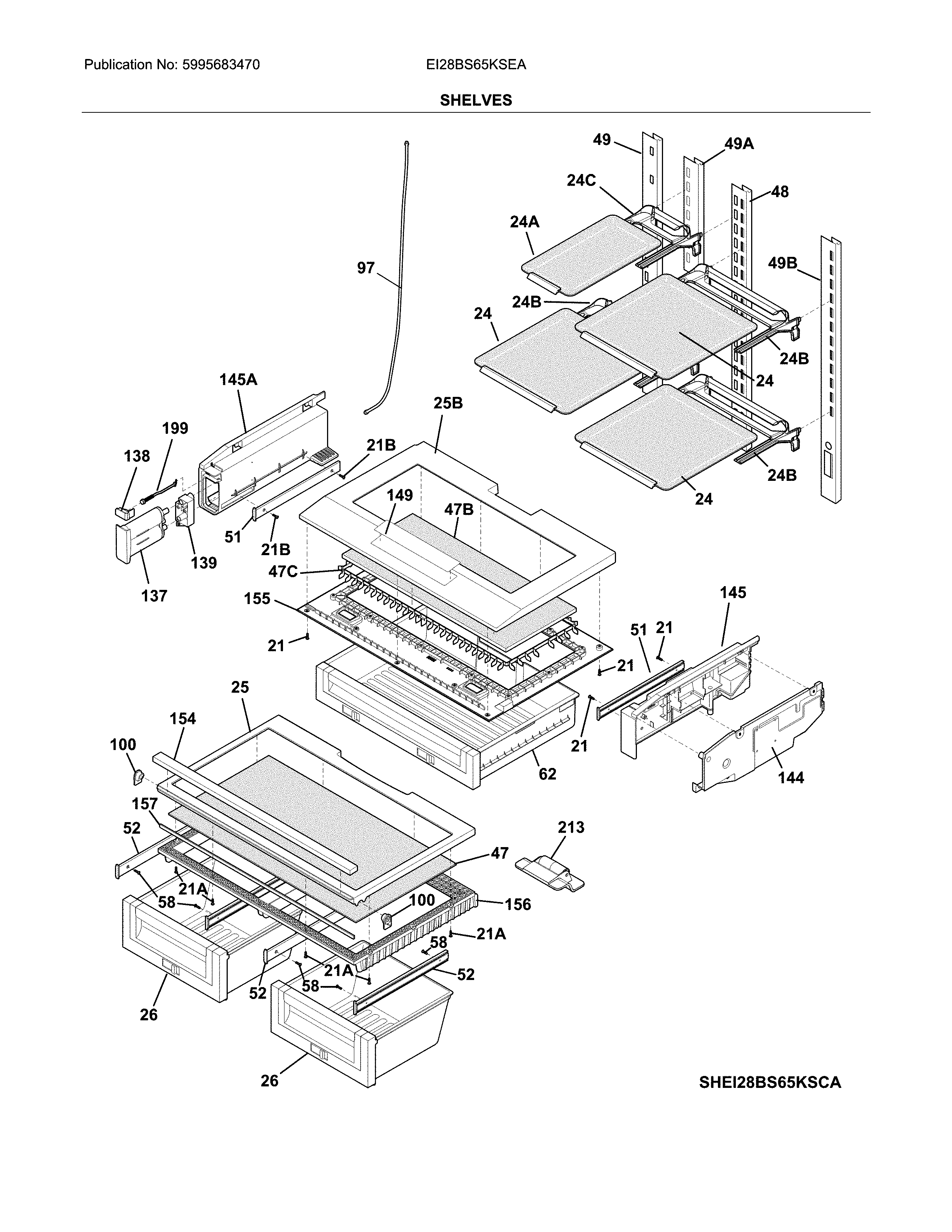 Electrolux EI28BS65KSEA shelves diagram