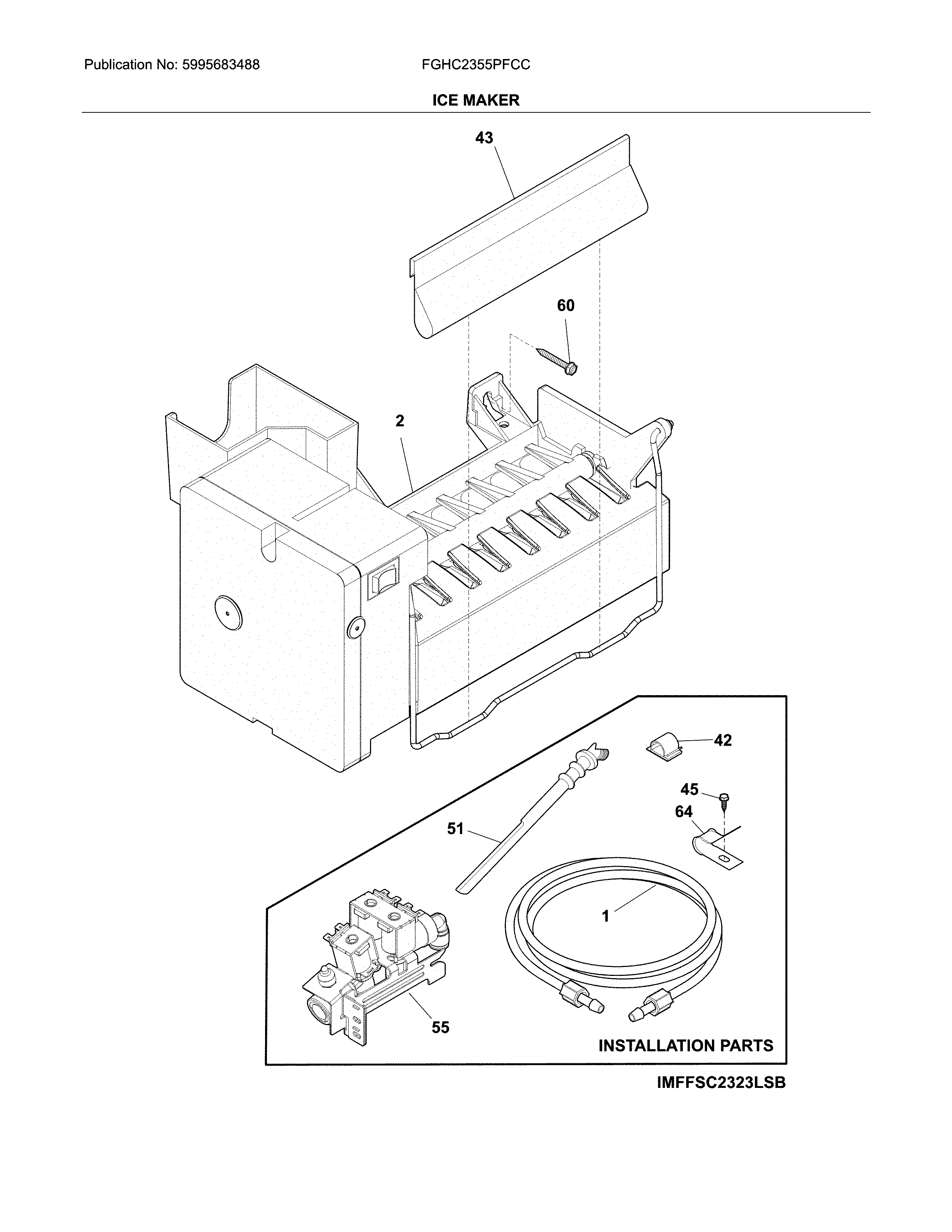 Frigidaire FGHC2355PFCC ice maker diagram