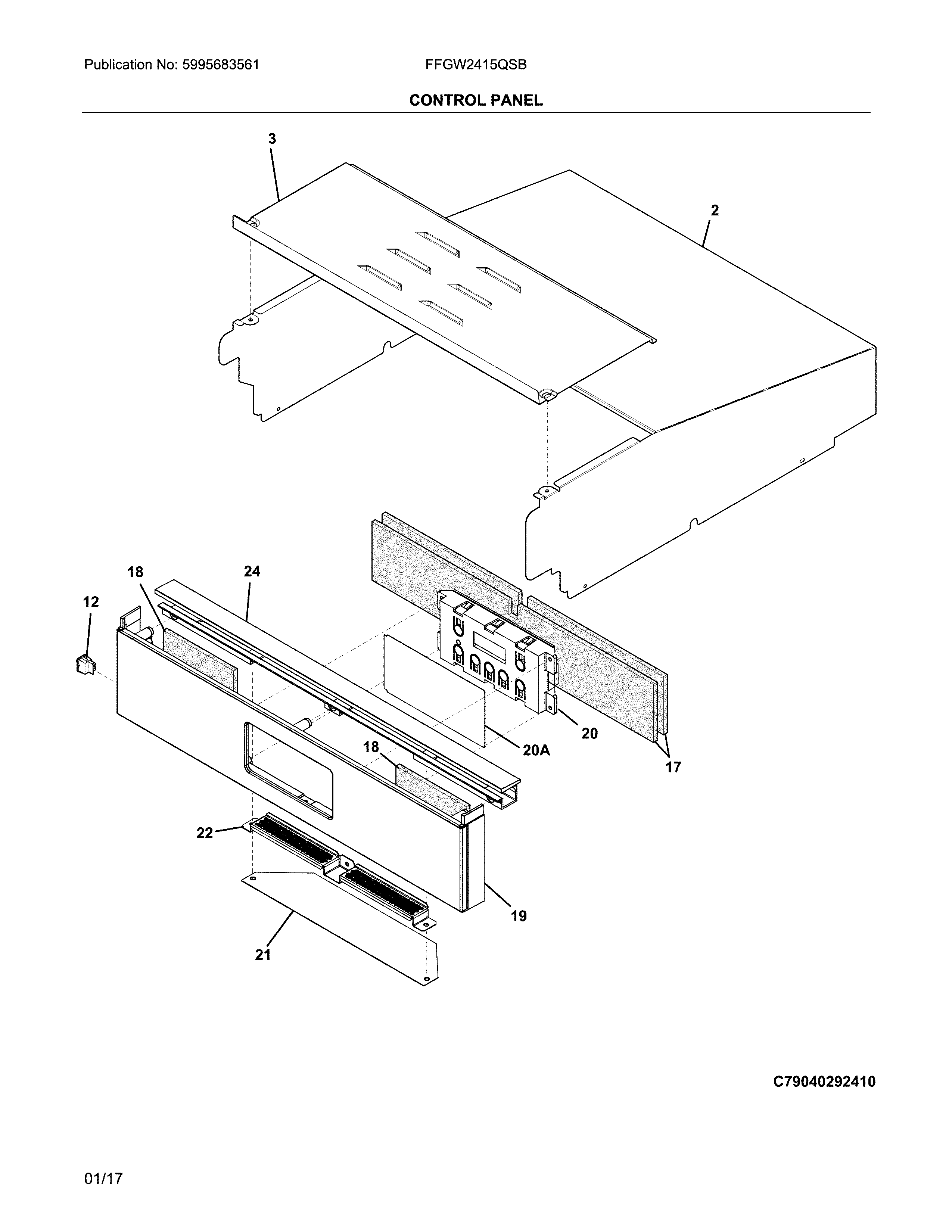 Frigidaire FFGW2415QSB control panel diagram