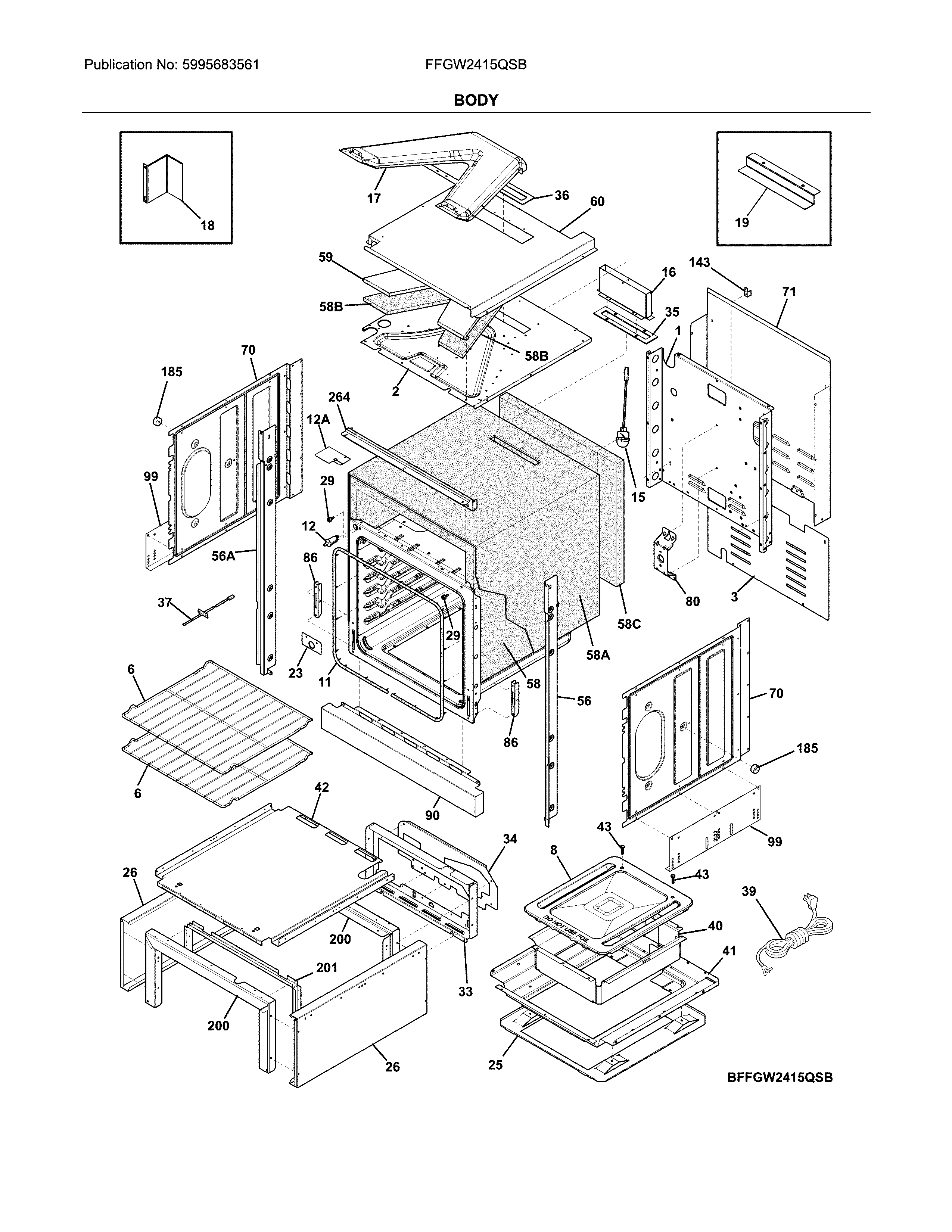 Frigidaire FFGW2415QSB body diagram